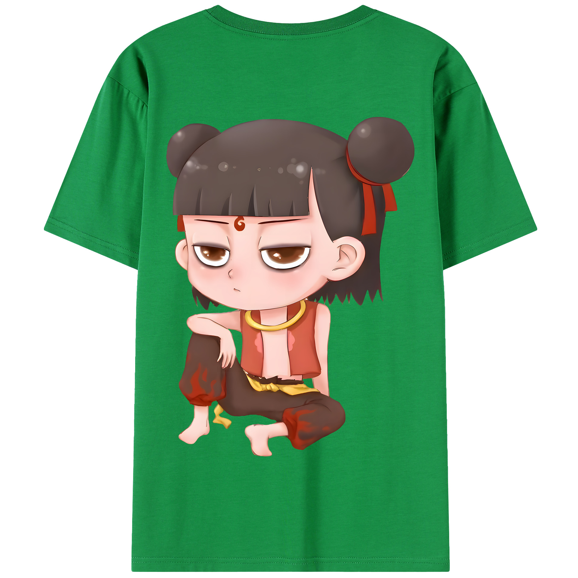 （画像用） Ne Zha 2 ナタ 魔童の大暴れ 綿100％半袖Tシャツ（背面プリント）