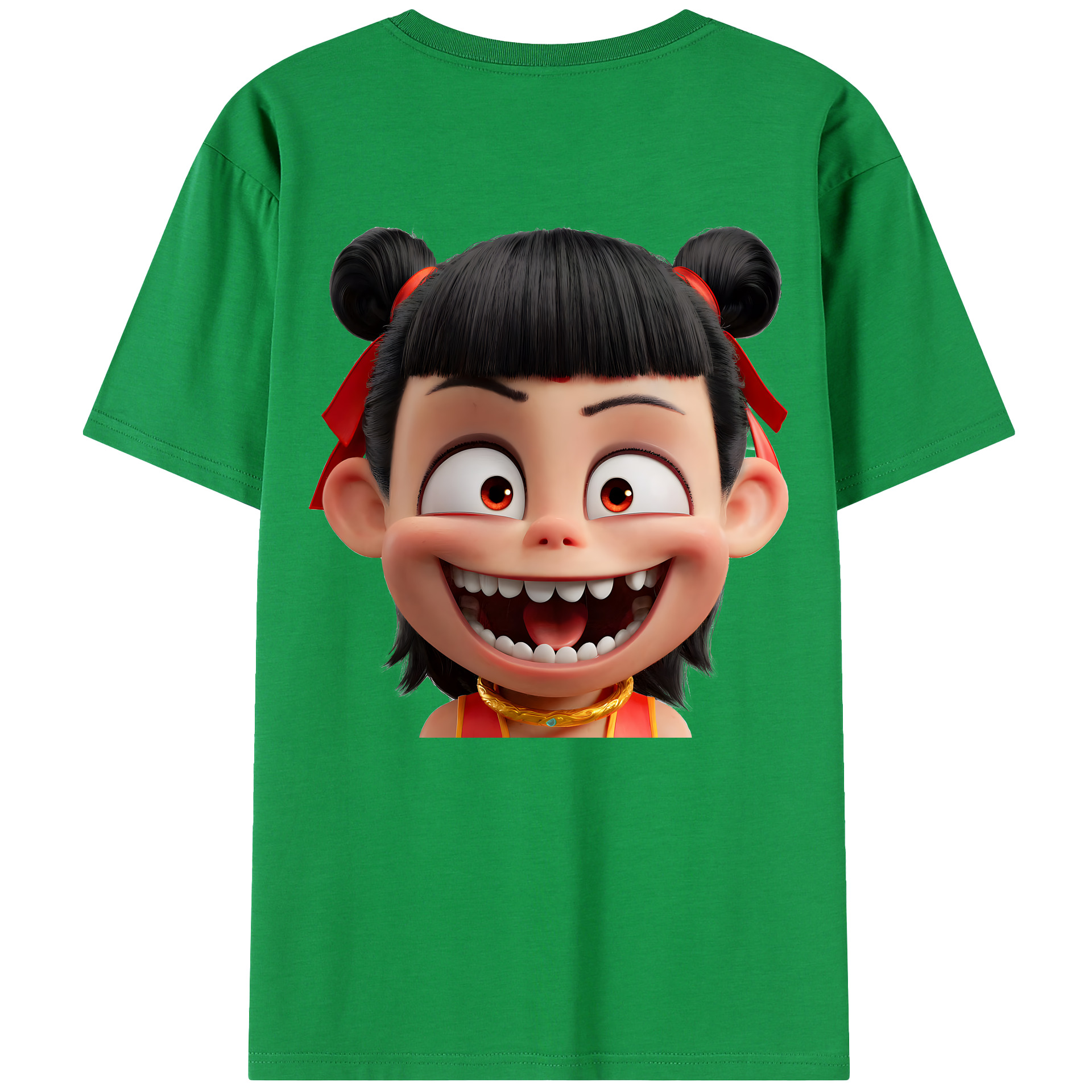 （画像用） Ne Zha 2 ナタ 魔童の大暴れ 綿100％半袖Tシャツ（背面プリント）