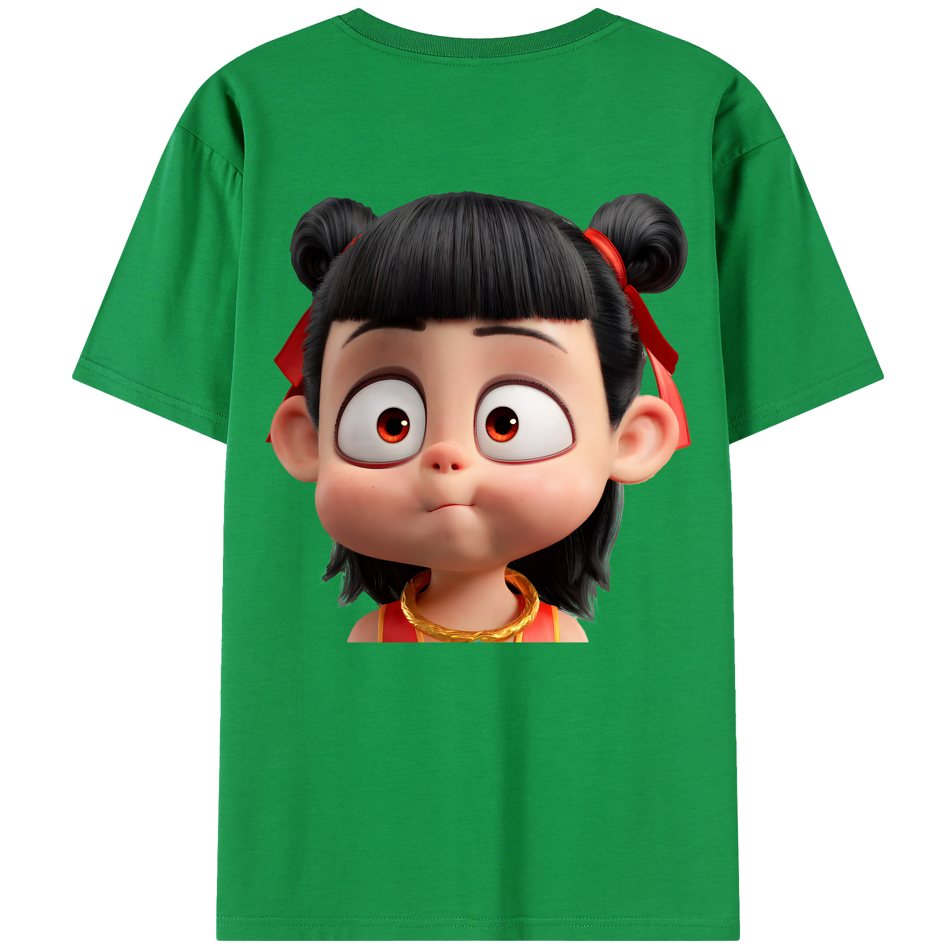 （画像用） Ne Zha 2 ナタ 魔童の大暴れ 綿100％半袖Tシャツ（背面プリント）
