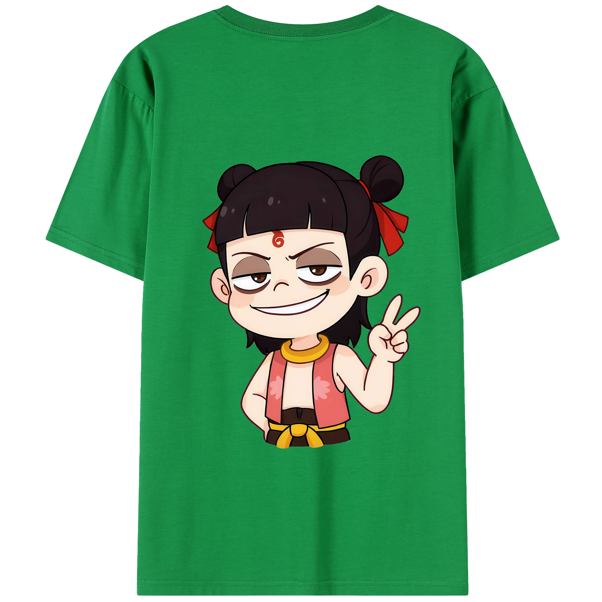 （画像用） Ne Zha 2 ナタ 魔童の大暴れ 綿100％半袖Tシャツ（背面プリント）