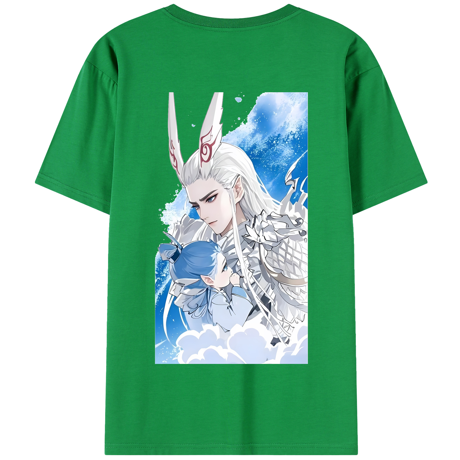 （画像用） Ne Zha 2 ナタ 魔童の大暴れ 綿100％半袖Tシャツ（背面プリント）