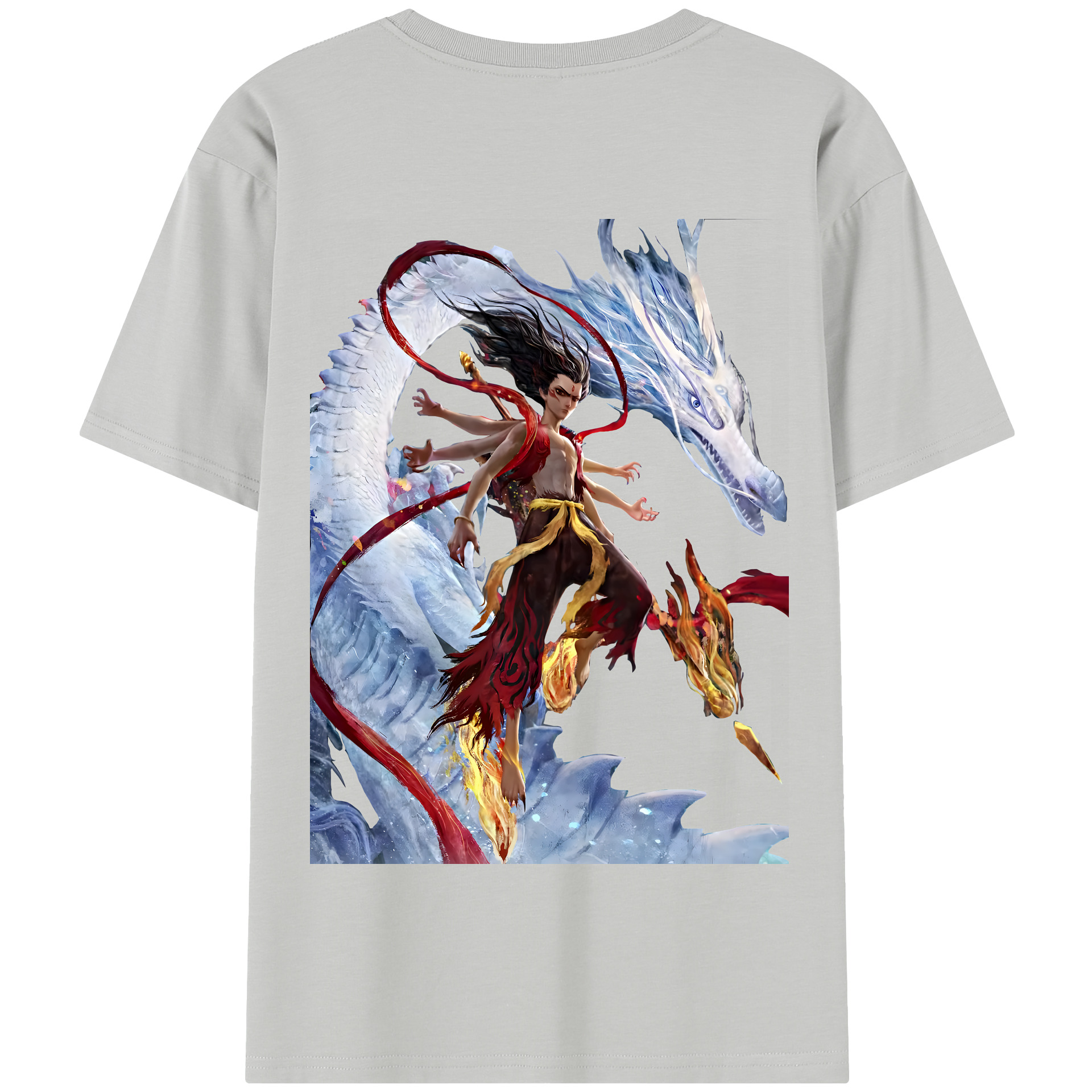 （画像用） Ne Zha 2 ナタ 魔童の大暴れ 綿100％半袖Tシャツ（背面プリント）