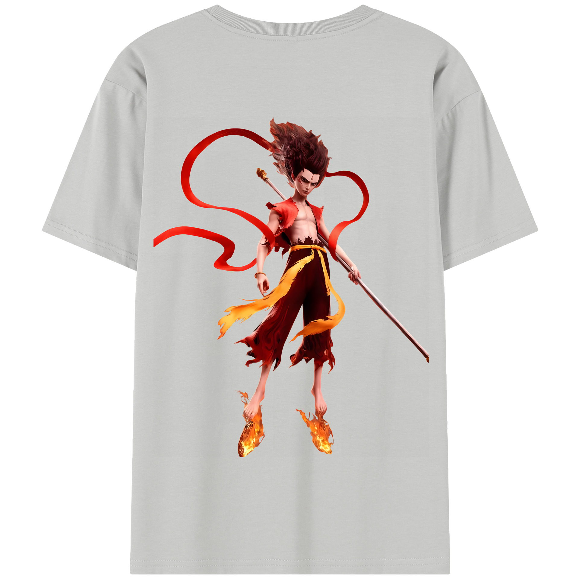 （画像用） Ne Zha 2 ナタ 魔童の大暴れ 綿100％半袖Tシャツ（背面プリント）