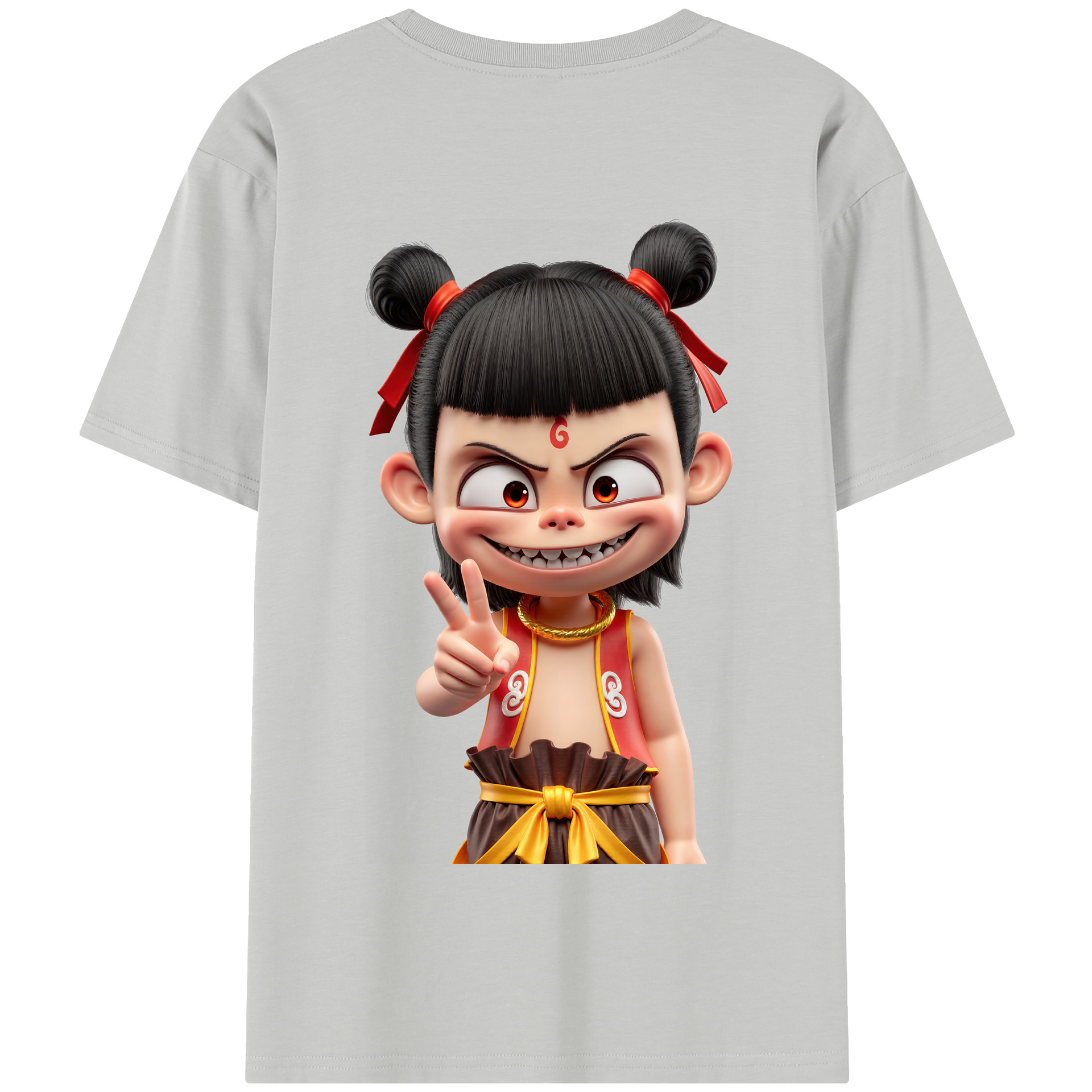 （画像用） Ne Zha 2 ナタ 魔童の大暴れ 綿100％半袖Tシャツ（背面プリント）