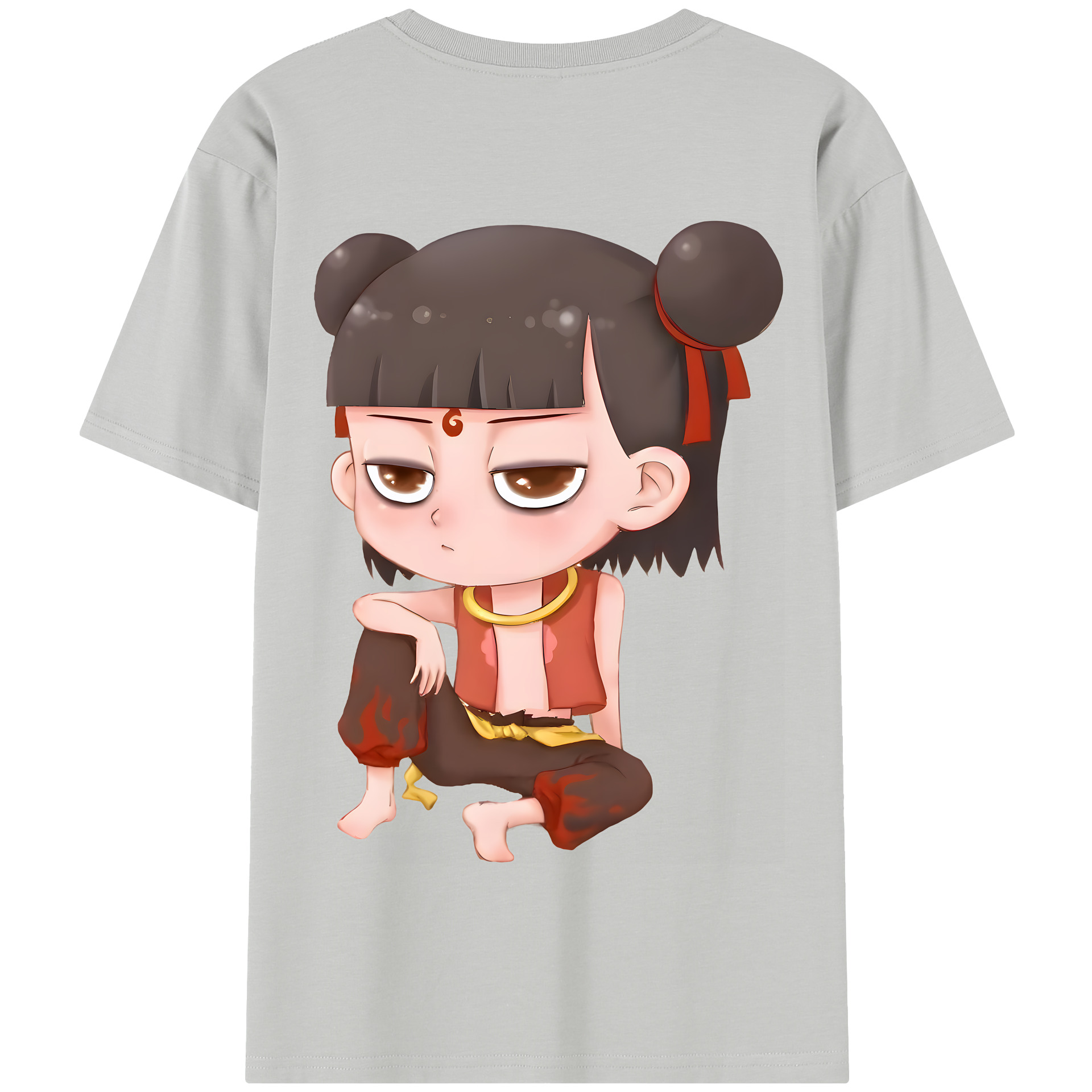 （画像用） Ne Zha 2 ナタ 魔童の大暴れ 綿100％半袖Tシャツ（背面プリント）