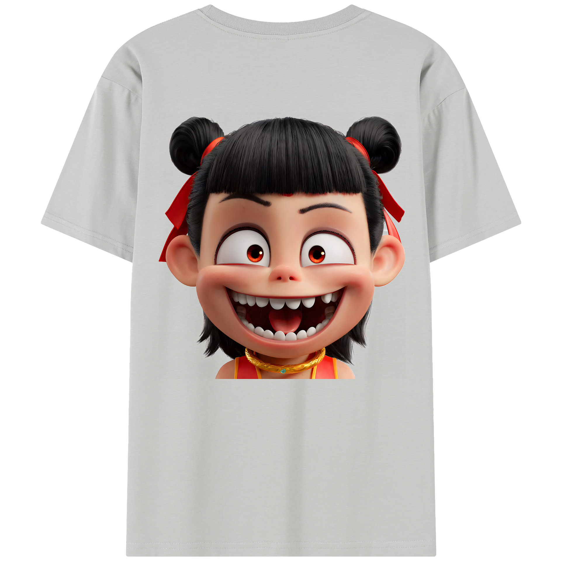 （画像用） Ne Zha 2 ナタ 魔童の大暴れ 綿100％半袖Tシャツ（背面プリント）