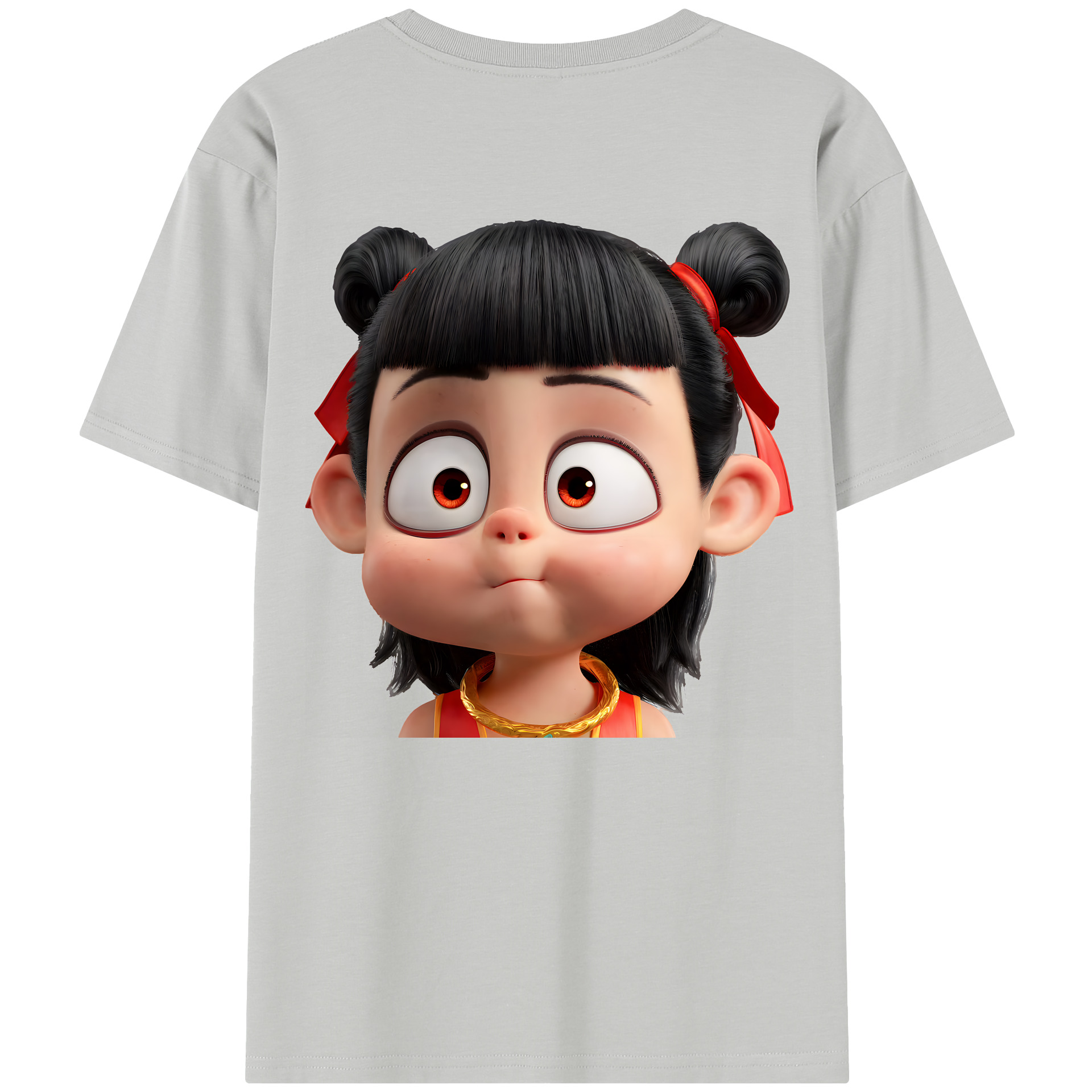 （画像用） Ne Zha 2 ナタ 魔童の大暴れ 綿100％半袖Tシャツ（背面プリント）