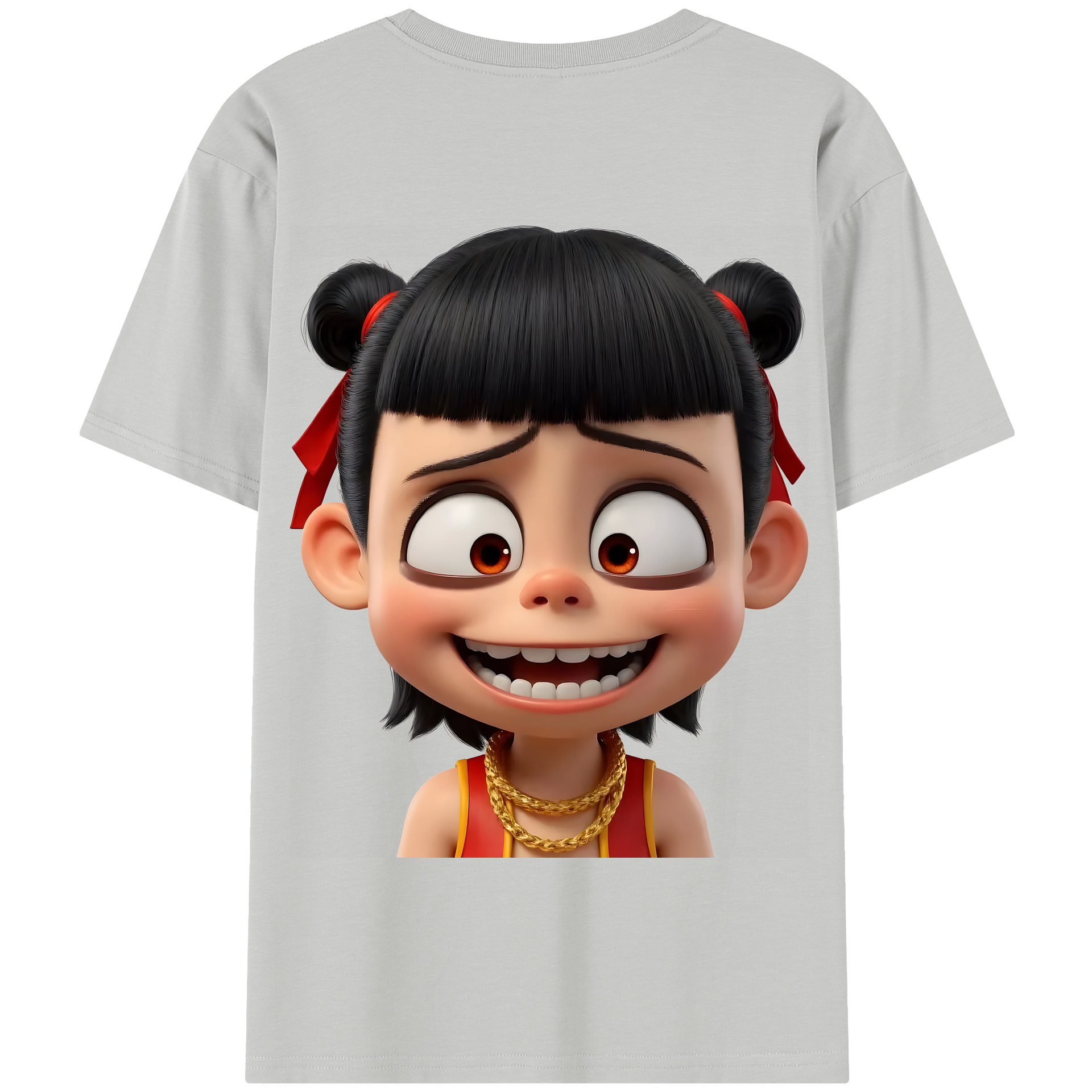 （画像用） Ne Zha 2 ナタ 魔童の大暴れ 綿100％半袖Tシャツ（背面プリント）