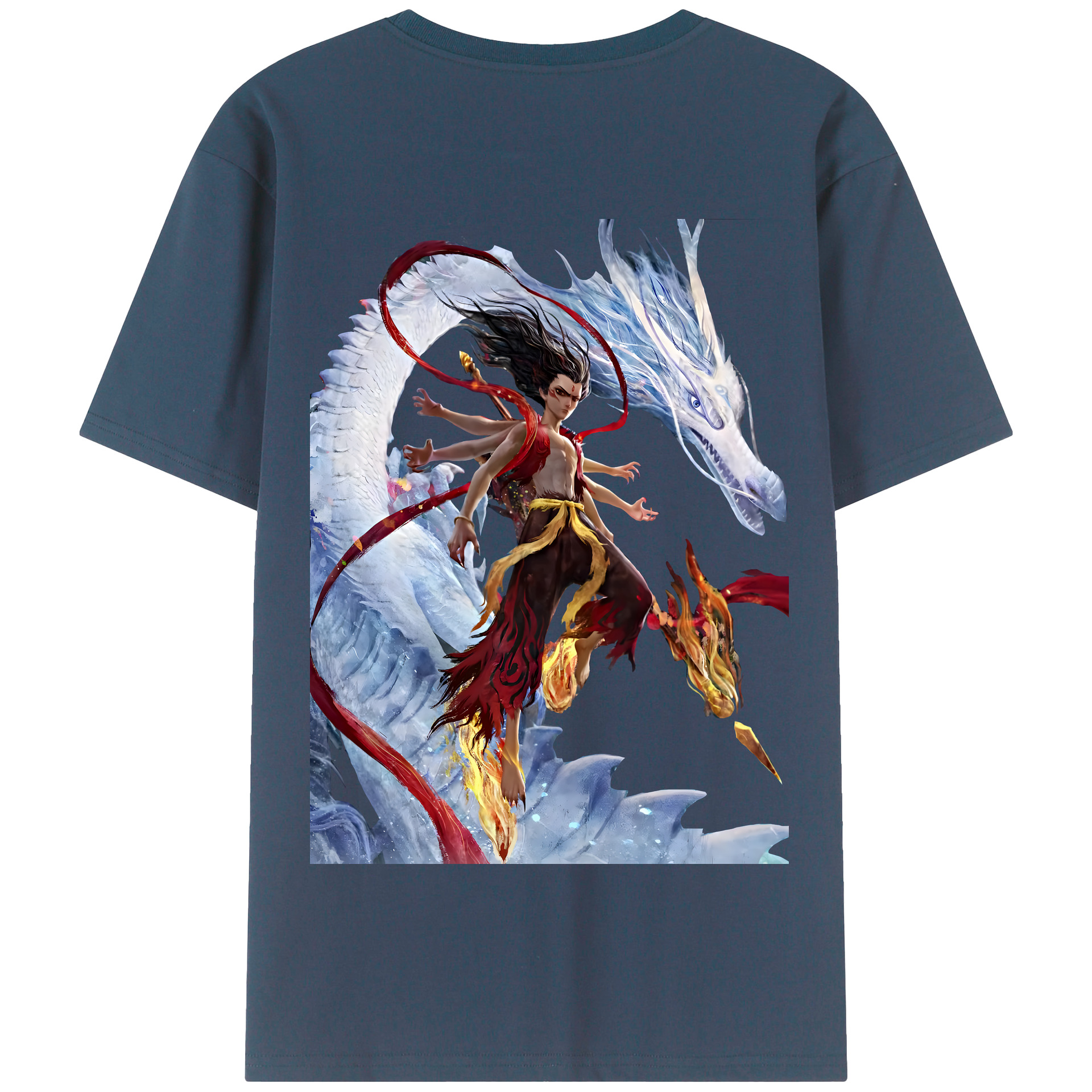 （画像用） Ne Zha 2 ナタ 魔童の大暴れ 綿100％半袖Tシャツ（背面プリント）