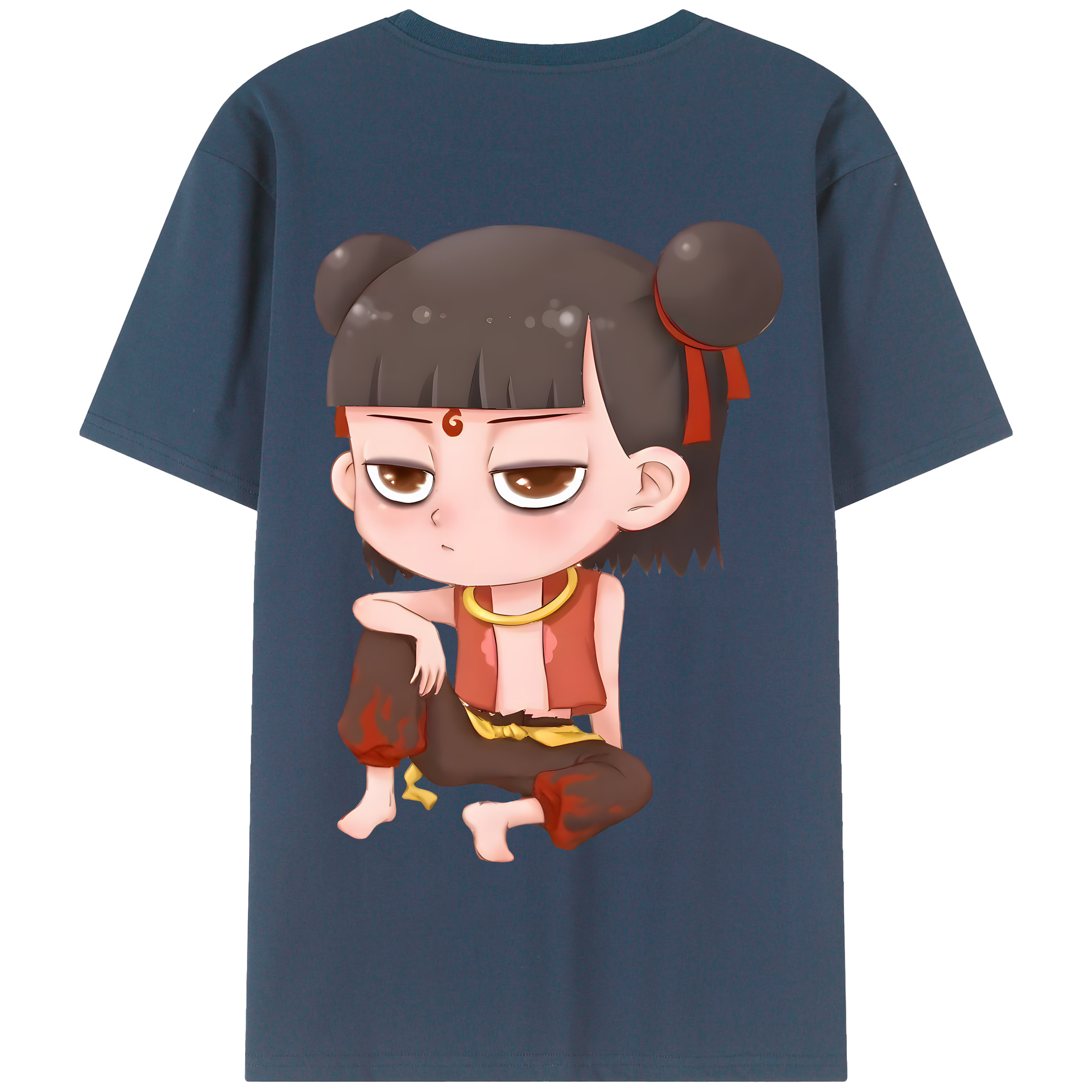 （画像用） Ne Zha 2 ナタ 魔童の大暴れ 綿100％半袖Tシャツ（背面プリント）