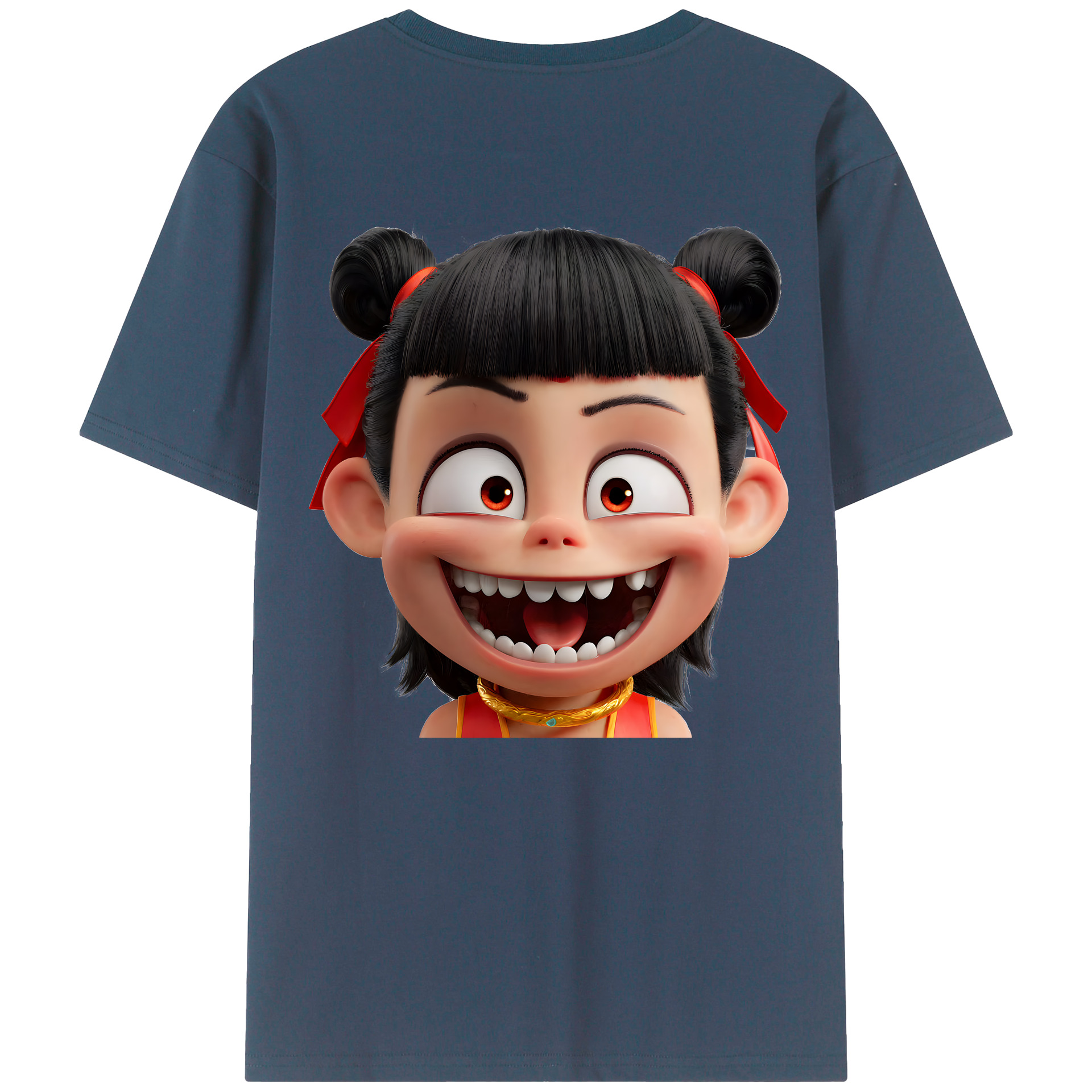 （画像用） Ne Zha 2 ナタ 魔童の大暴れ 綿100％半袖Tシャツ（背面プリント）