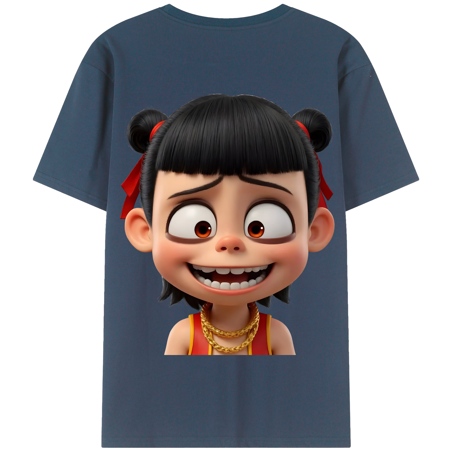 （画像用） Ne Zha 2 ナタ 魔童の大暴れ 綿100％半袖Tシャツ（背面プリント）