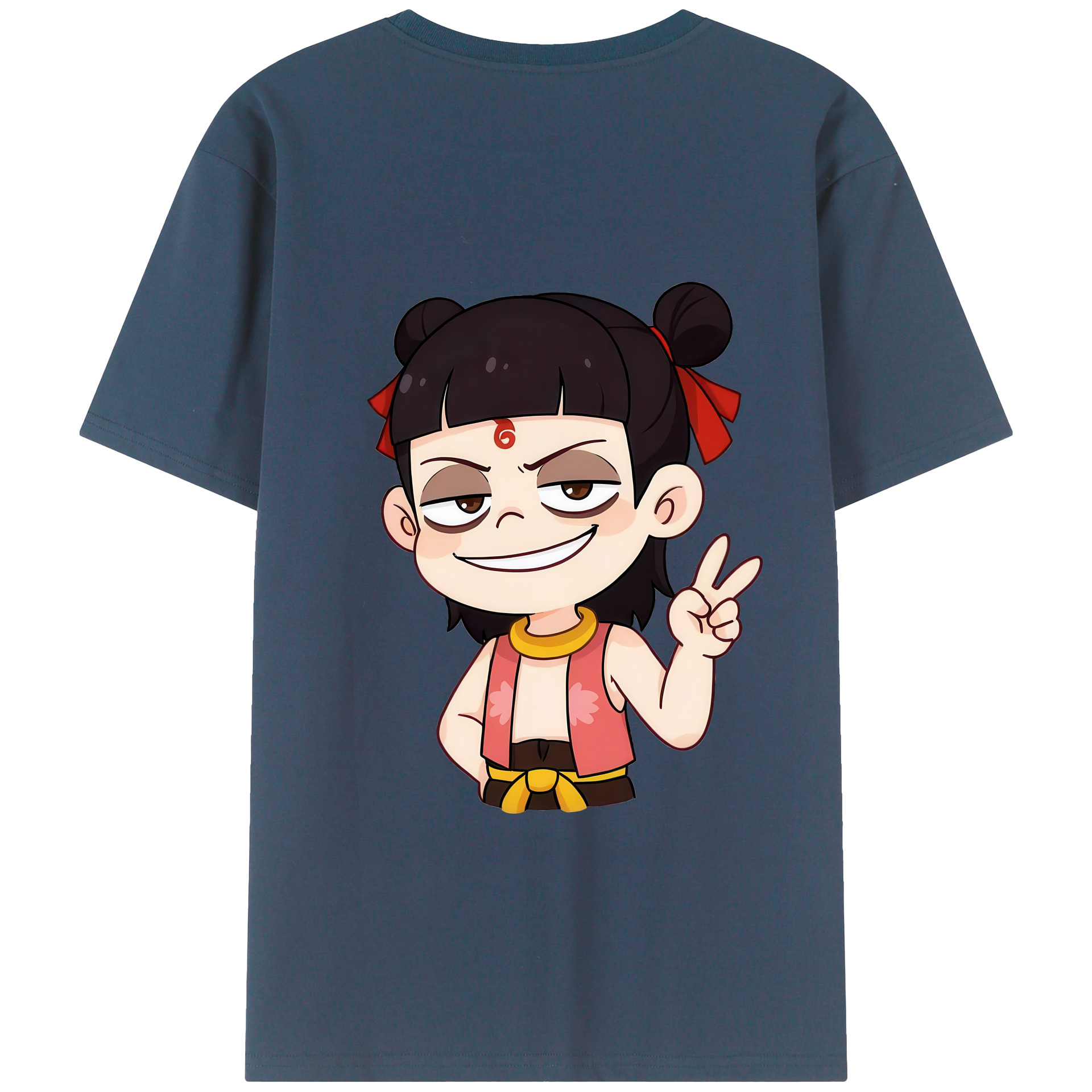 （画像用） Ne Zha 2 ナタ 魔童の大暴れ 綿100％半袖Tシャツ（背面プリント）