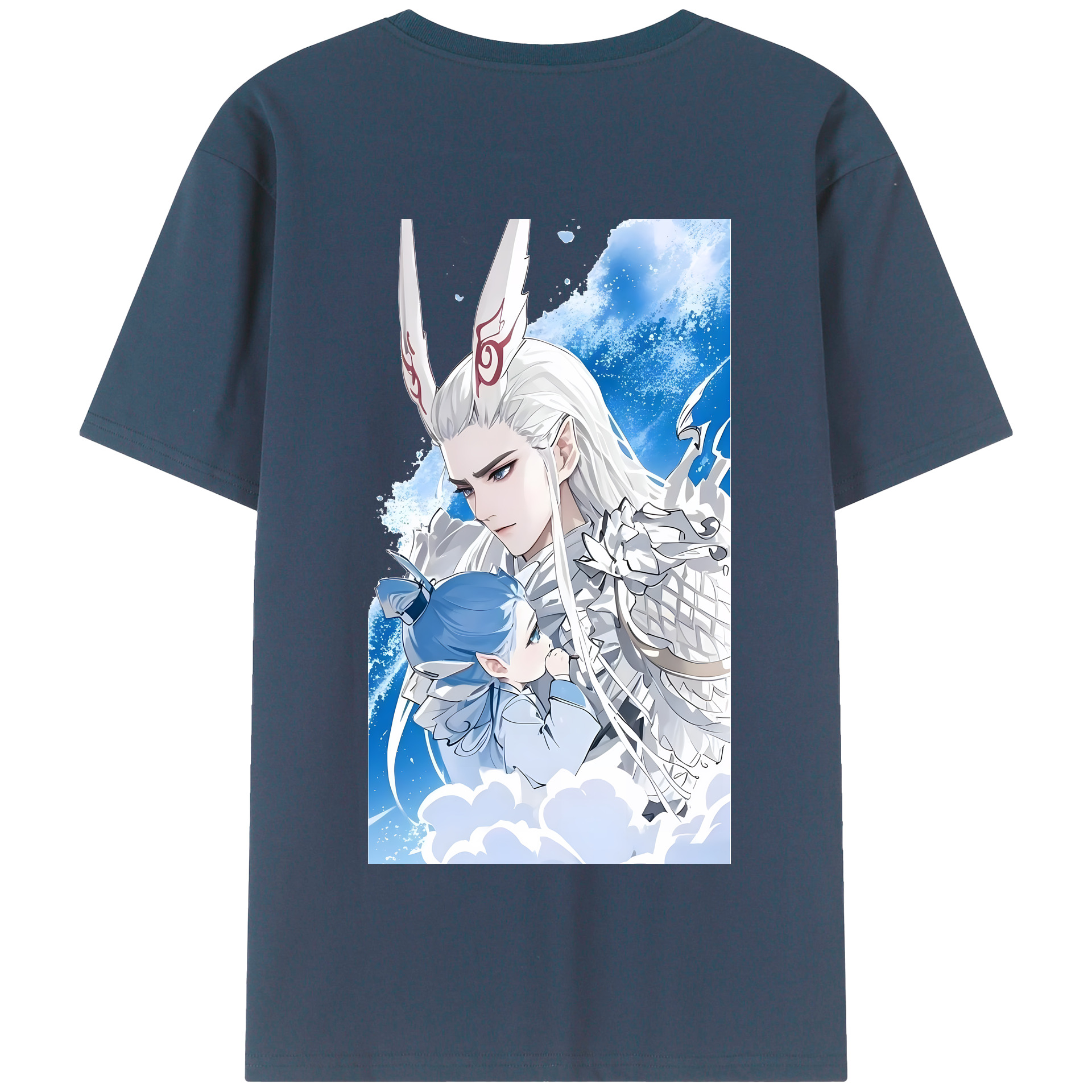 （画像用） Ne Zha 2 ナタ 魔童の大暴れ 綿100％半袖Tシャツ（背面プリント）