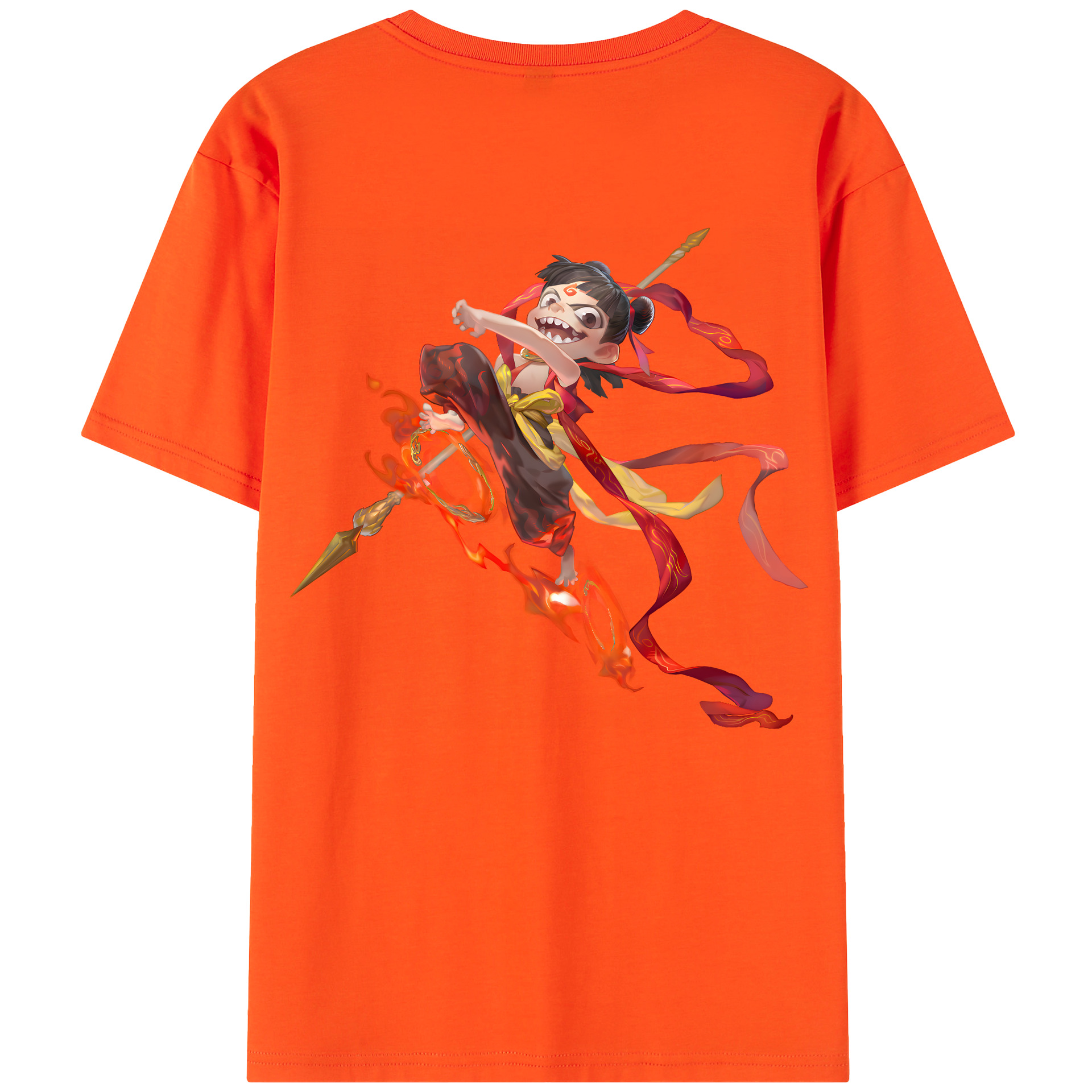 （画像用） Ne Zha 2 ナタ 魔童の大暴れ 綿100％半袖Tシャツ（背面プリント）