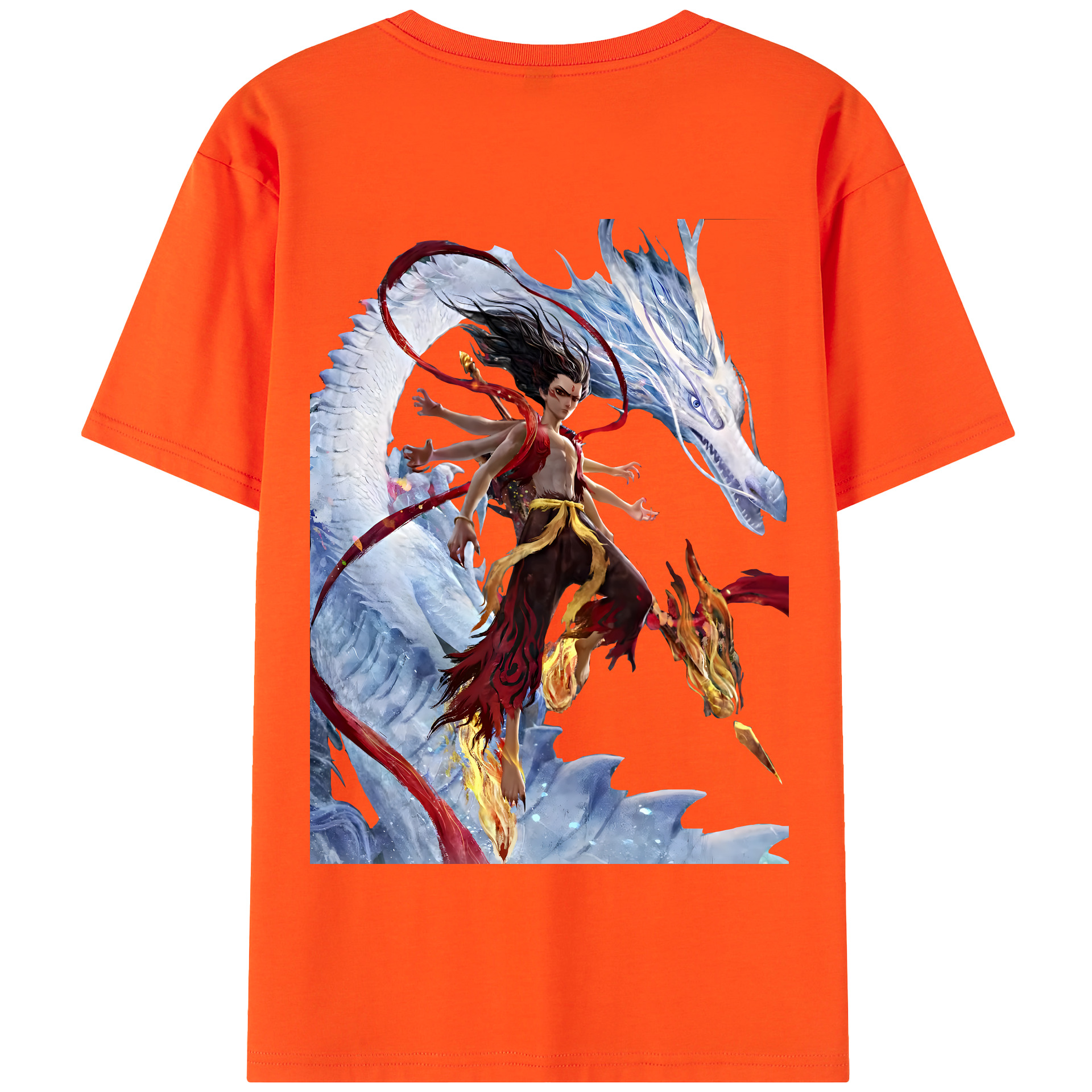 （画像用） Ne Zha 2 ナタ 魔童の大暴れ 綿100％半袖Tシャツ（背面プリント）