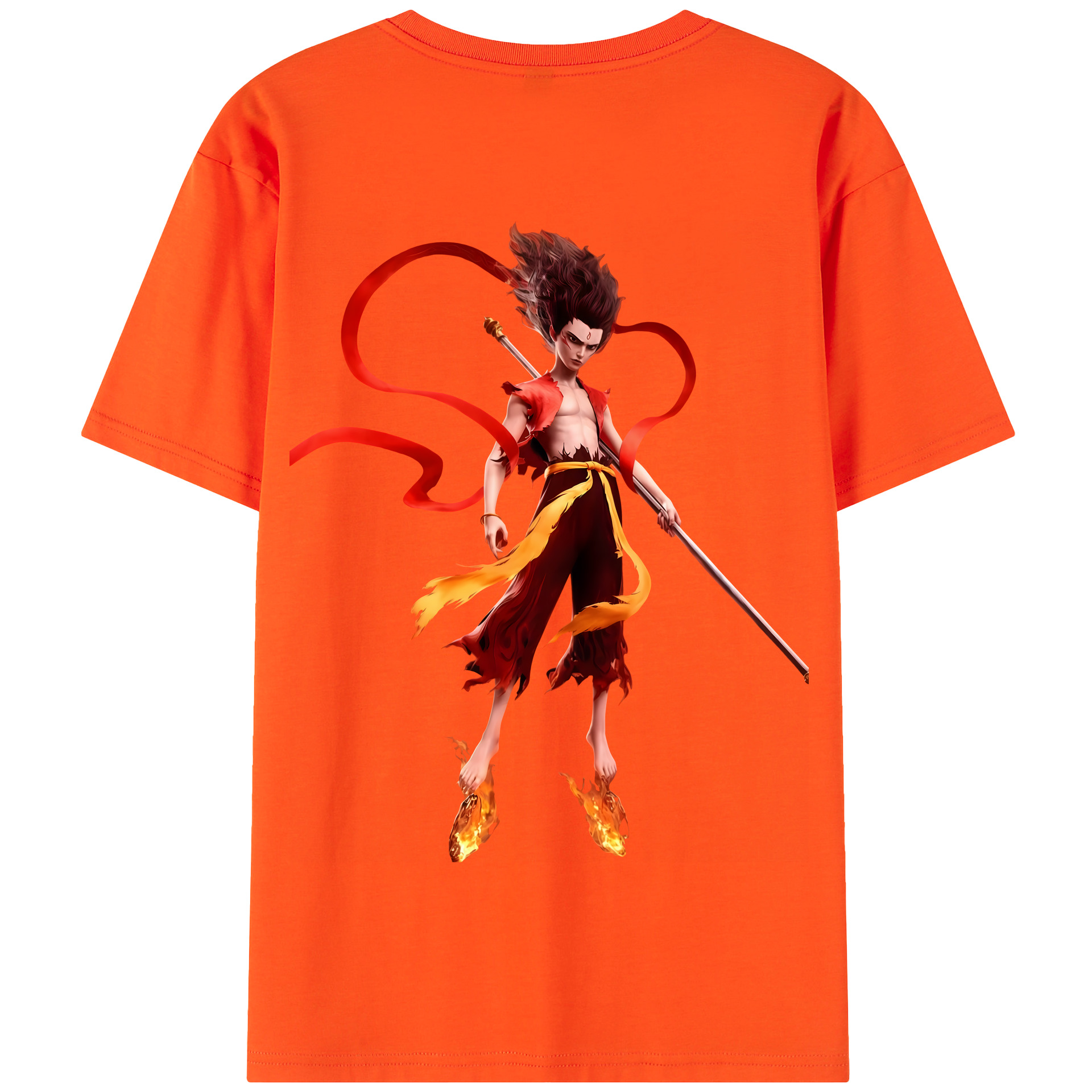 （画像用） Ne Zha 2 ナタ 魔童の大暴れ 綿100％半袖Tシャツ（背面プリント）