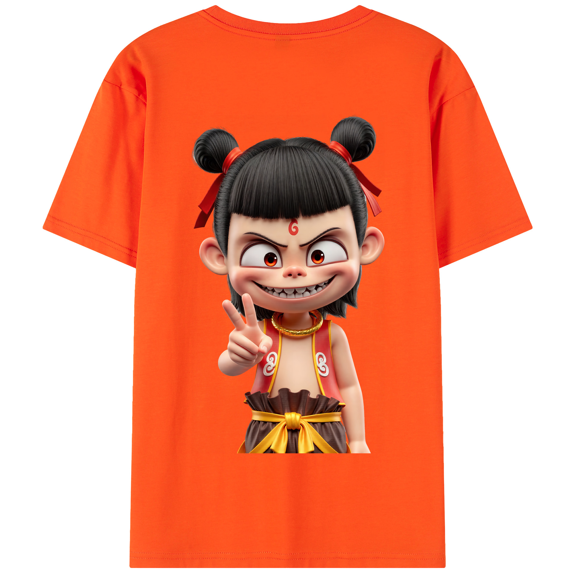 （画像用） Ne Zha 2 ナタ 魔童の大暴れ 綿100％半袖Tシャツ（背面プリント）