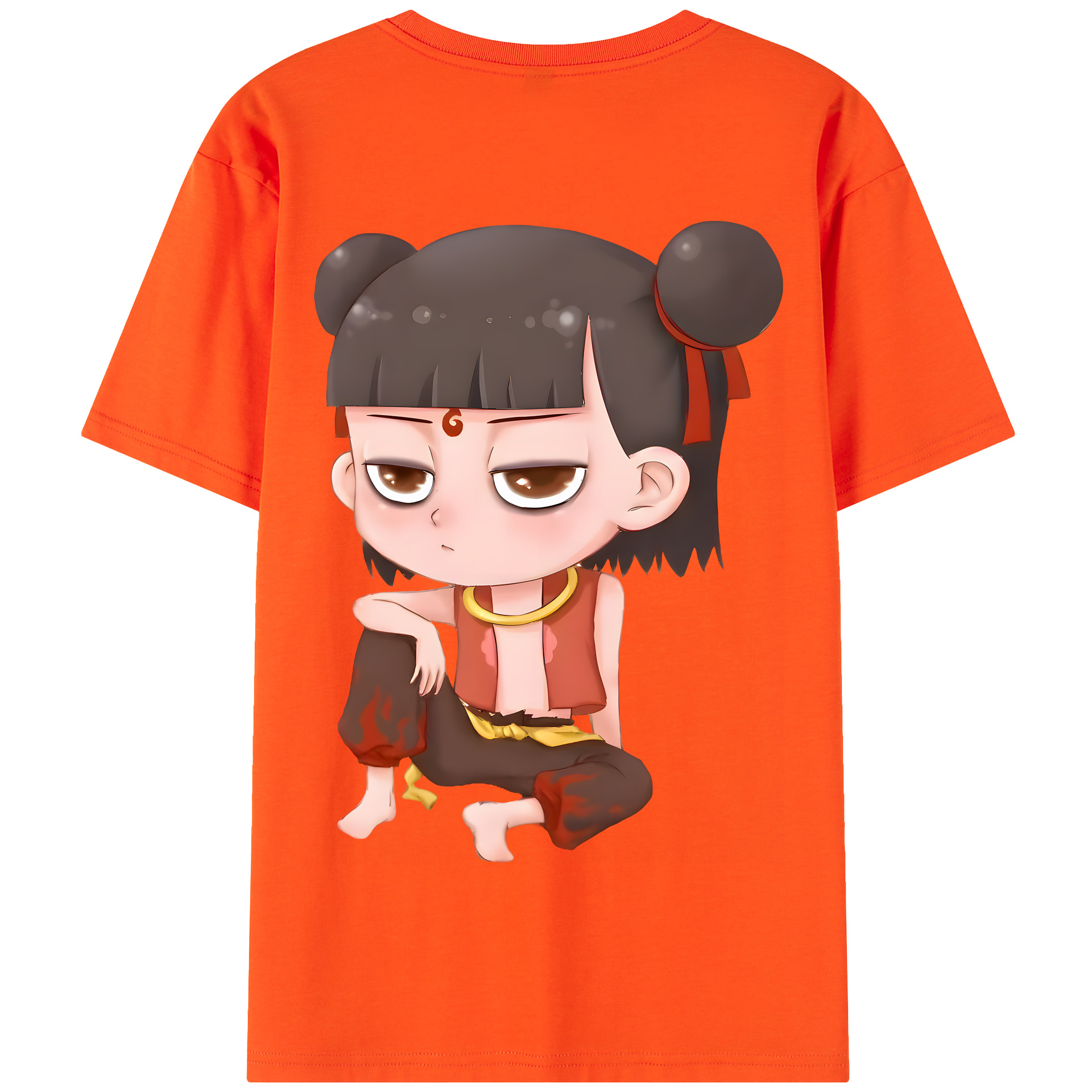 （画像用） Ne Zha 2 ナタ 魔童の大暴れ 綿100％半袖Tシャツ（背面プリント）