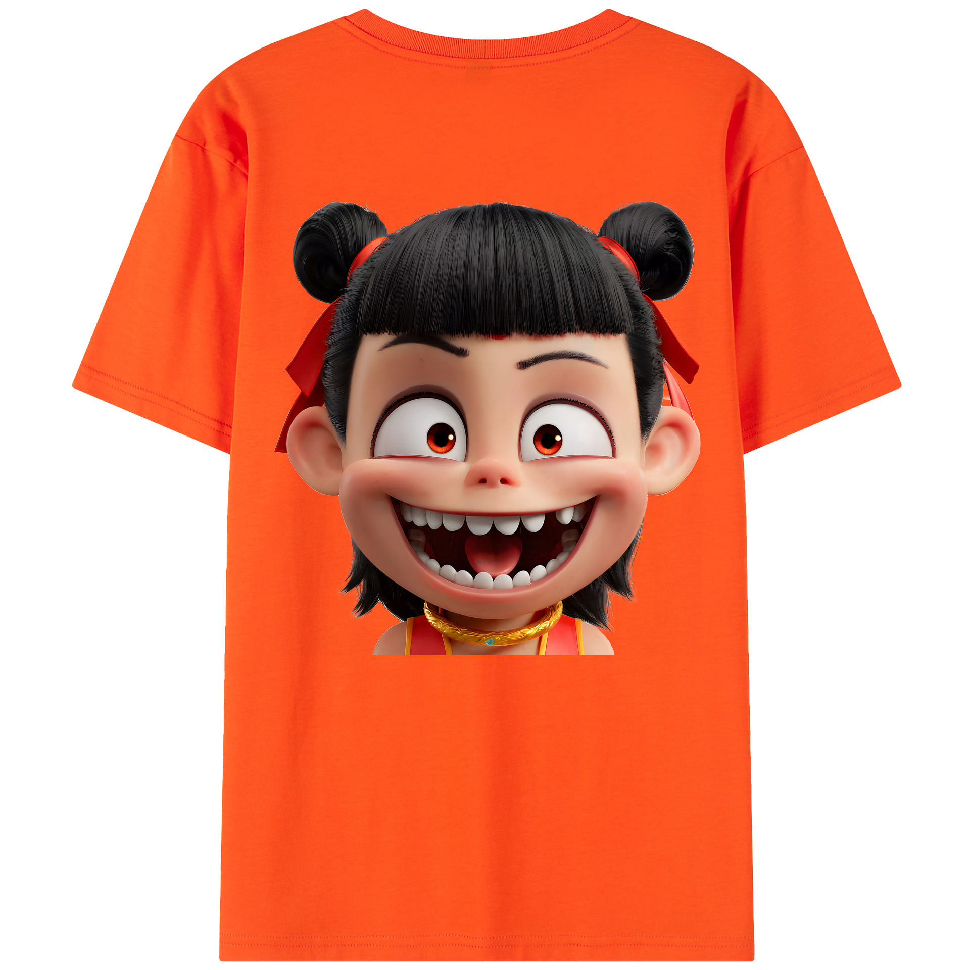 （画像用） Ne Zha 2 ナタ 魔童の大暴れ 綿100％半袖Tシャツ（背面プリント）