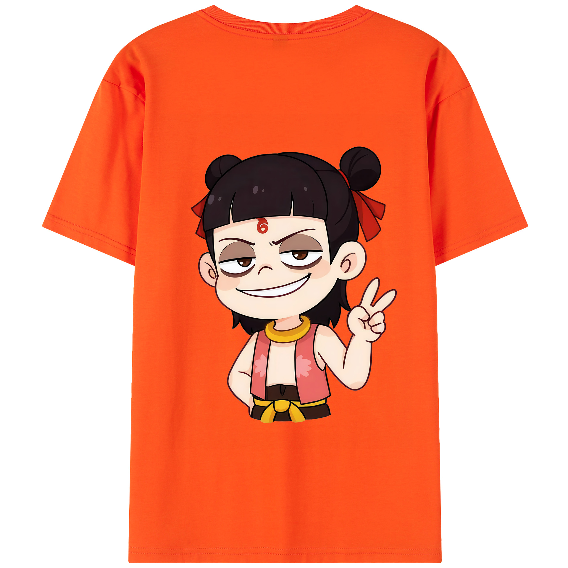 （画像用） Ne Zha 2 ナタ 魔童の大暴れ 綿100％半袖Tシャツ（背面プリント）