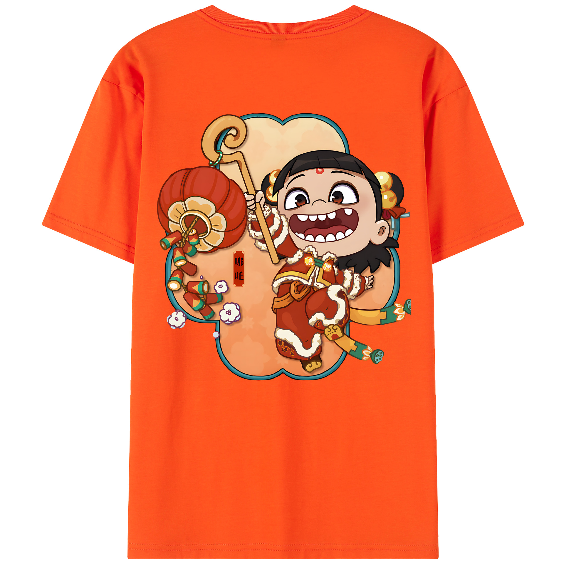 （画像用） Ne Zha 2 ナタ 魔童の大暴れ 綿100％半袖Tシャツ（背面プリント）