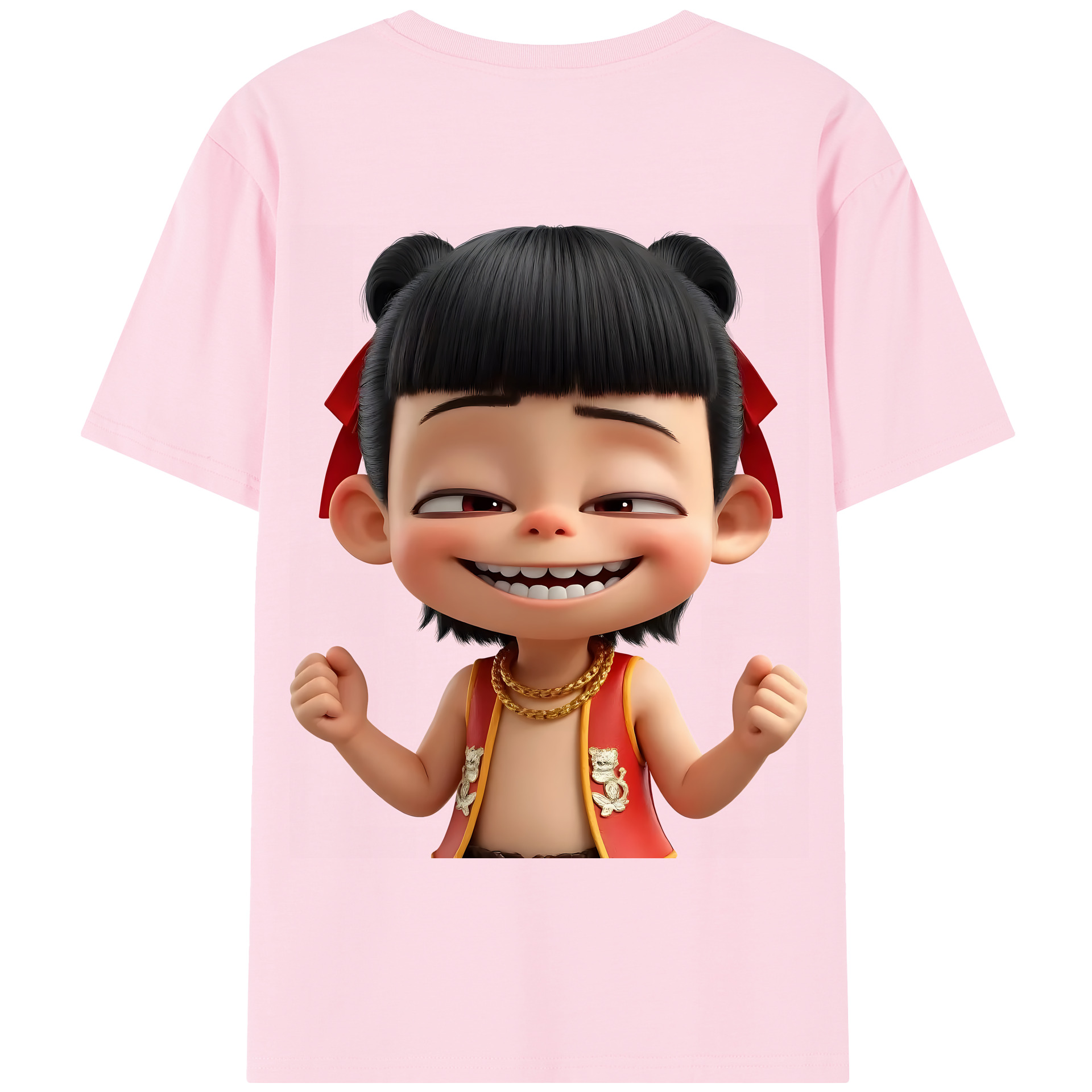 （画像用） Ne Zha 2 ナタ 魔童の大暴れ 綿100％半袖Tシャツ（背面プリント）