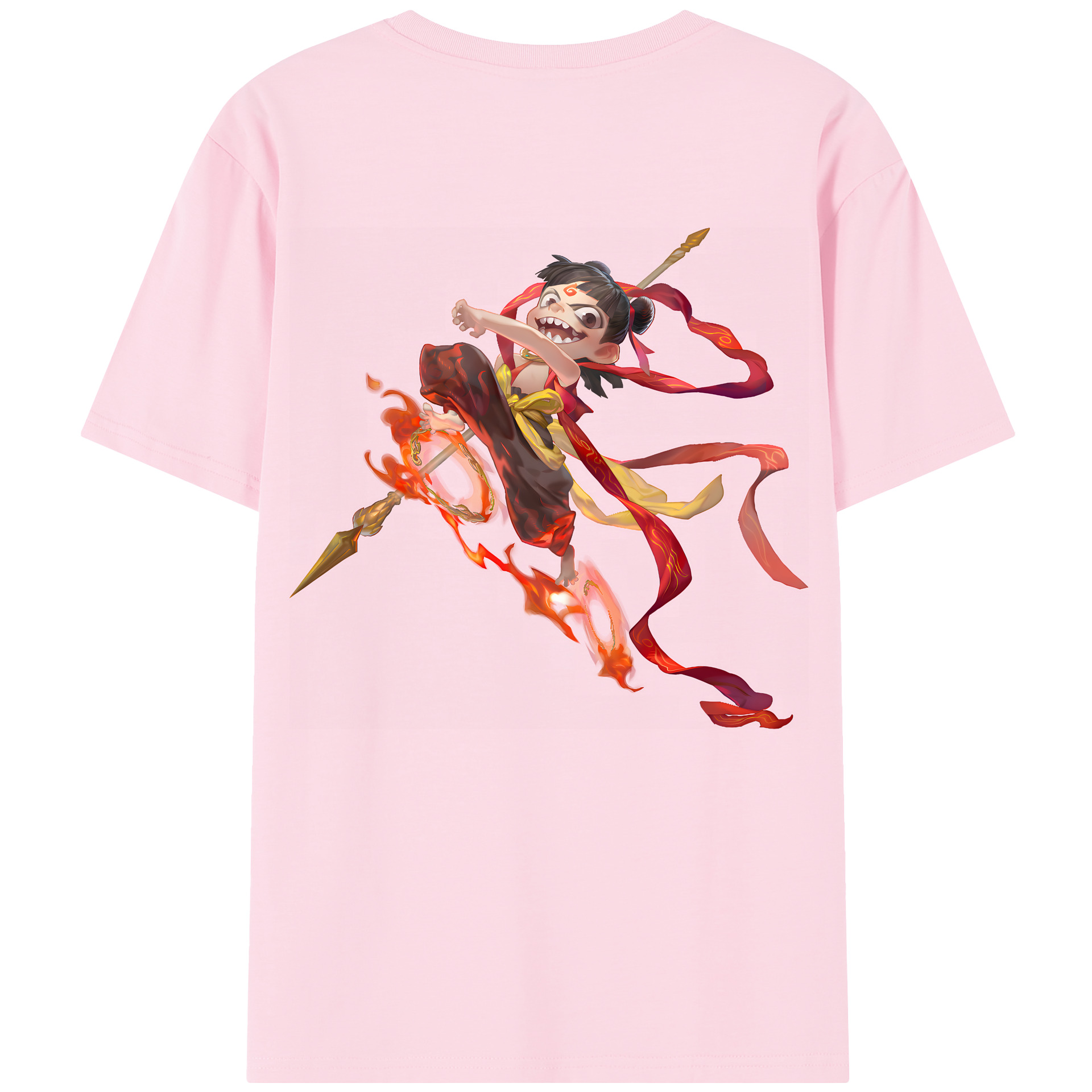 （画像用） Ne Zha 2 ナタ 魔童の大暴れ 綿100％半袖Tシャツ（背面プリント）