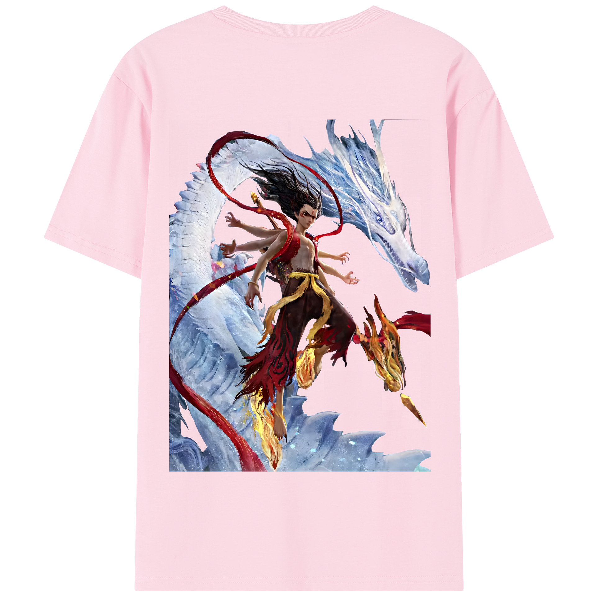 （画像用） Ne Zha 2 ナタ 魔童の大暴れ 綿100％半袖Tシャツ（背面プリント）