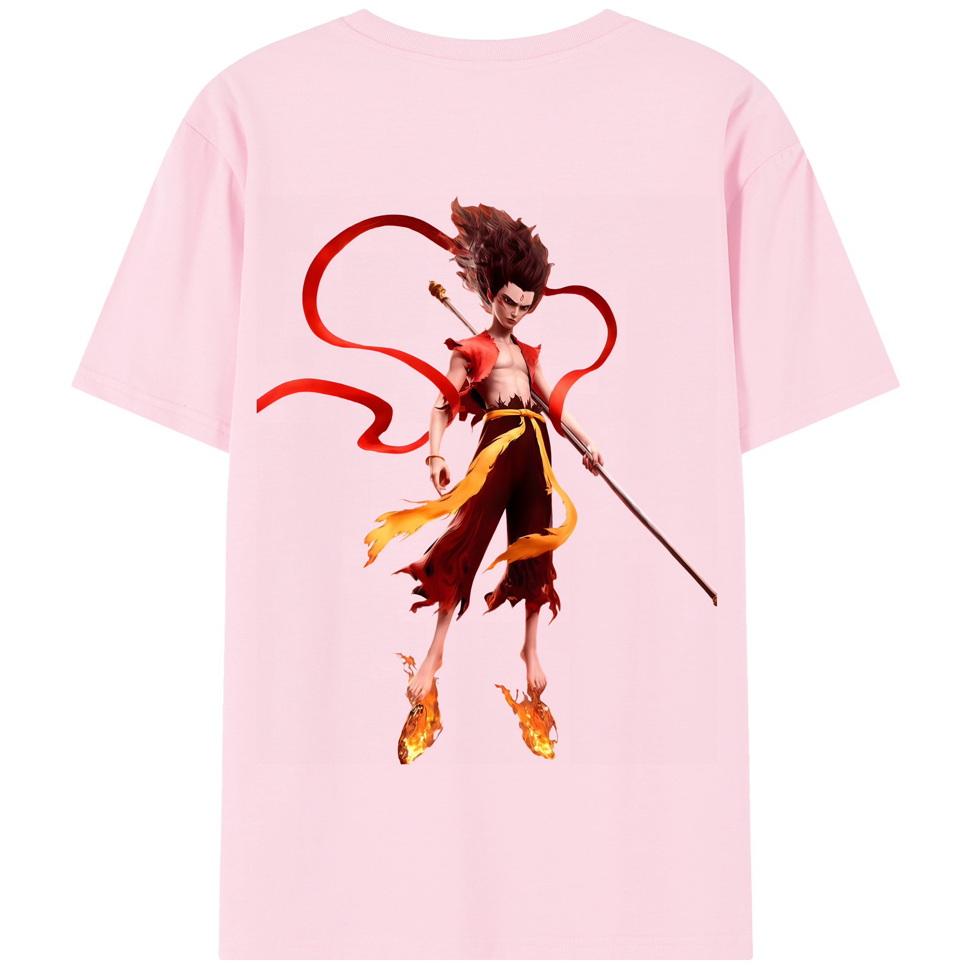 （画像用） Ne Zha 2 ナタ 魔童の大暴れ 綿100％半袖Tシャツ（背面プリント）