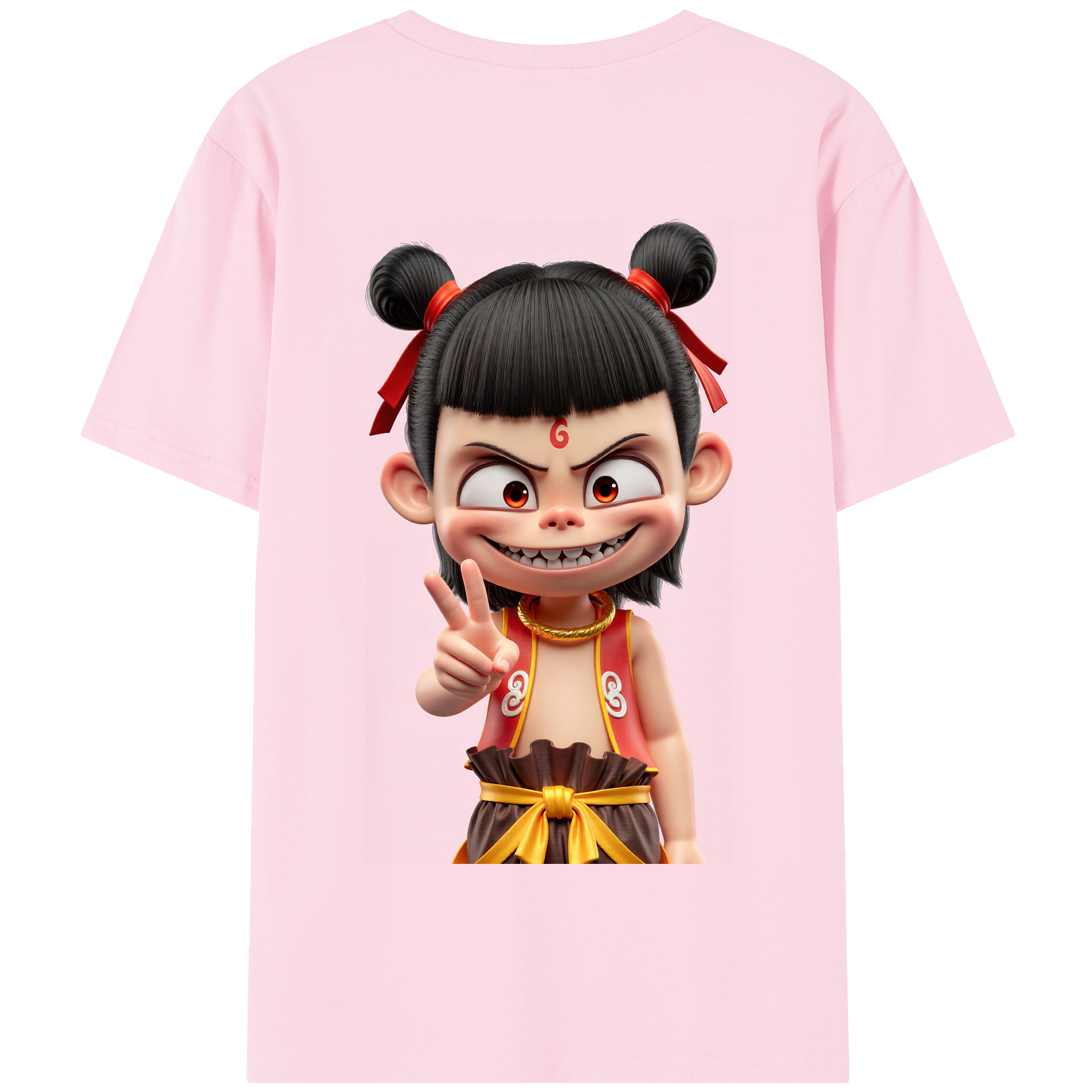（画像用） Ne Zha 2 ナタ 魔童の大暴れ 綿100％半袖Tシャツ（背面プリント）