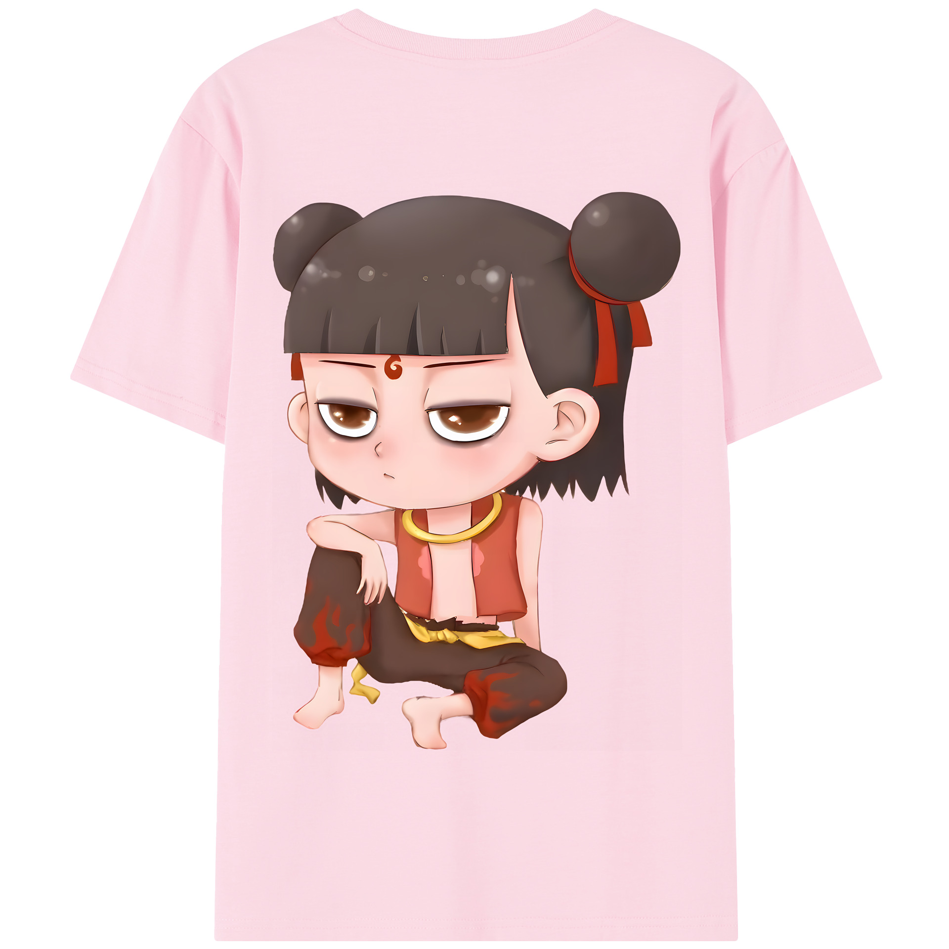 （画像用） Ne Zha 2 ナタ 魔童の大暴れ 綿100％半袖Tシャツ（背面プリント）