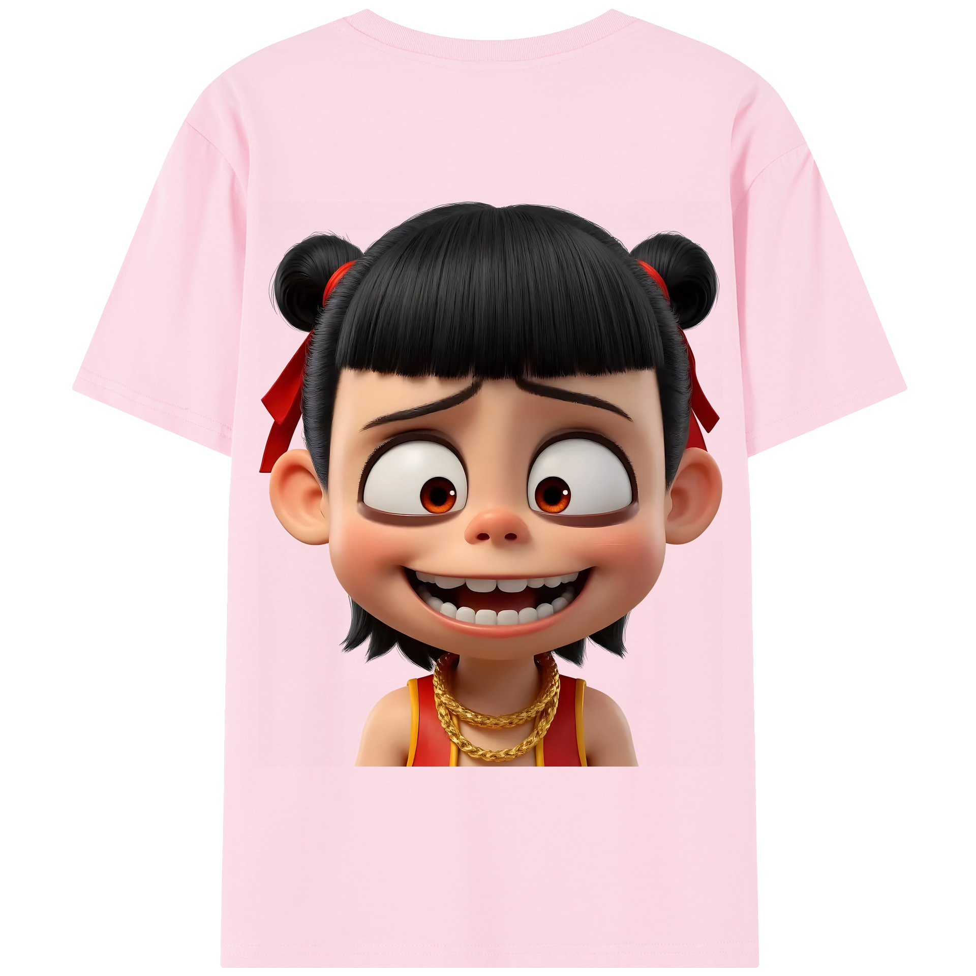 （画像用） Ne Zha 2 ナタ 魔童の大暴れ 綿100％半袖Tシャツ（背面プリント）