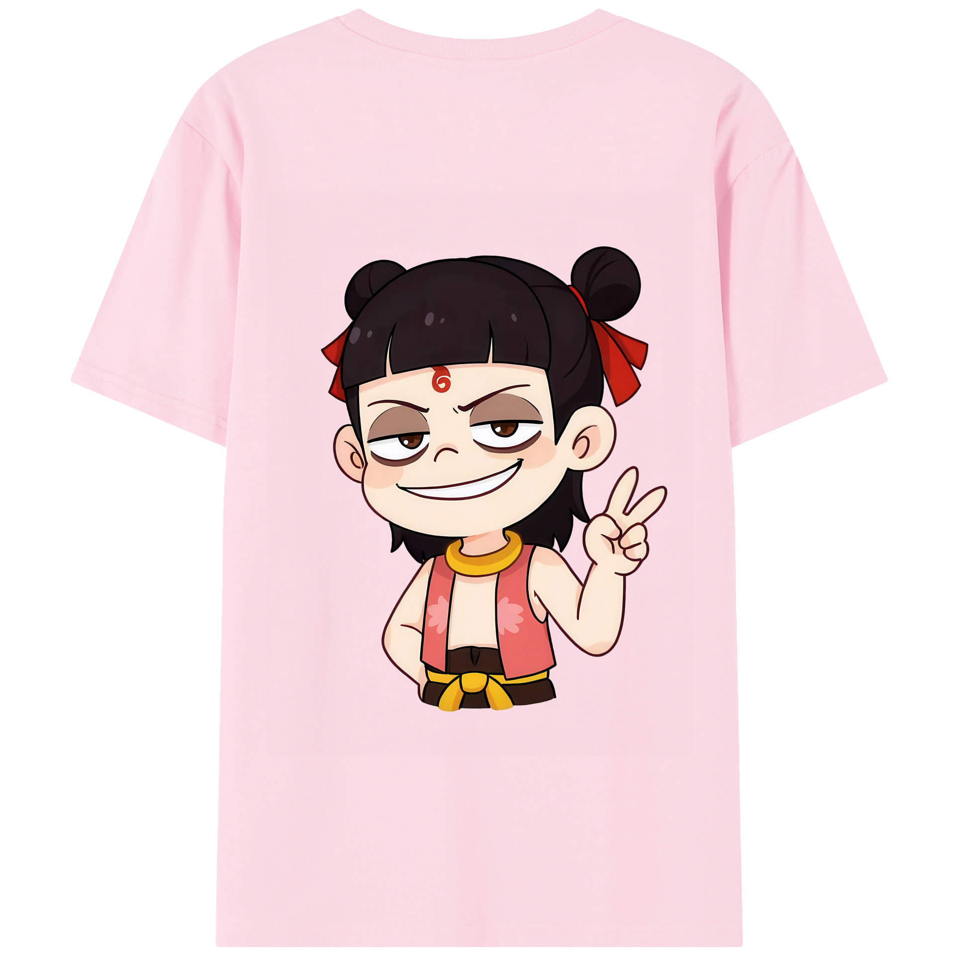 （画像用） Ne Zha 2 ナタ 魔童の大暴れ 綿100％半袖Tシャツ（背面プリント）
