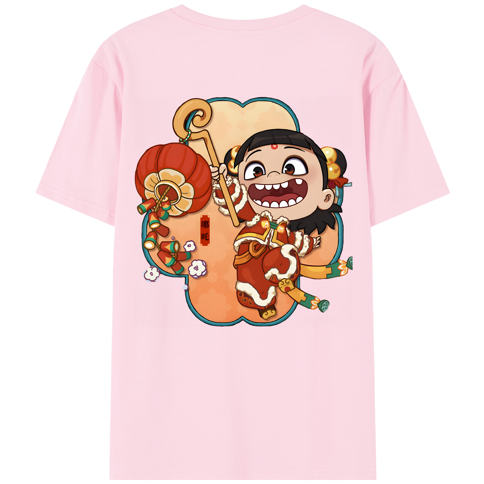 （画像用） Ne Zha 2 ナタ 魔童の大暴れ 綿100％半袖Tシャツ（背面プリント）