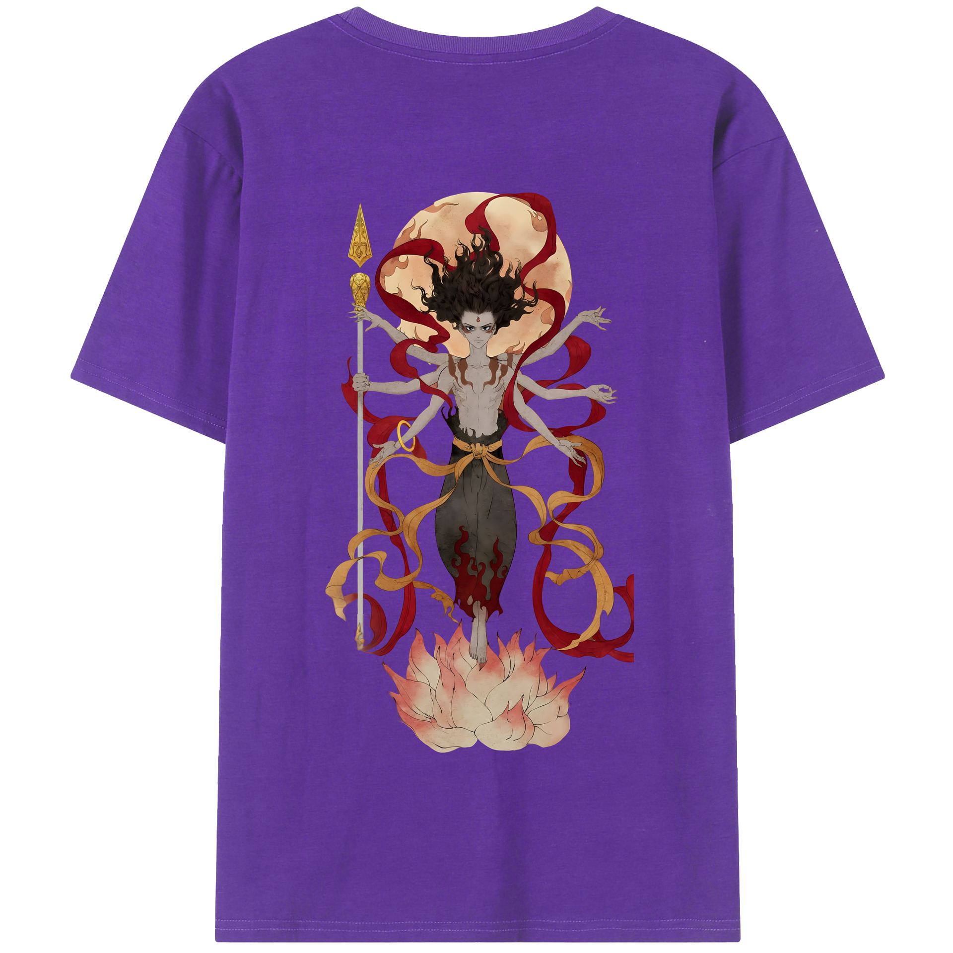 （画像用） Ne Zha 2 ナタ 魔童の大暴れ 綿100％半袖Tシャツ（背面プリント）