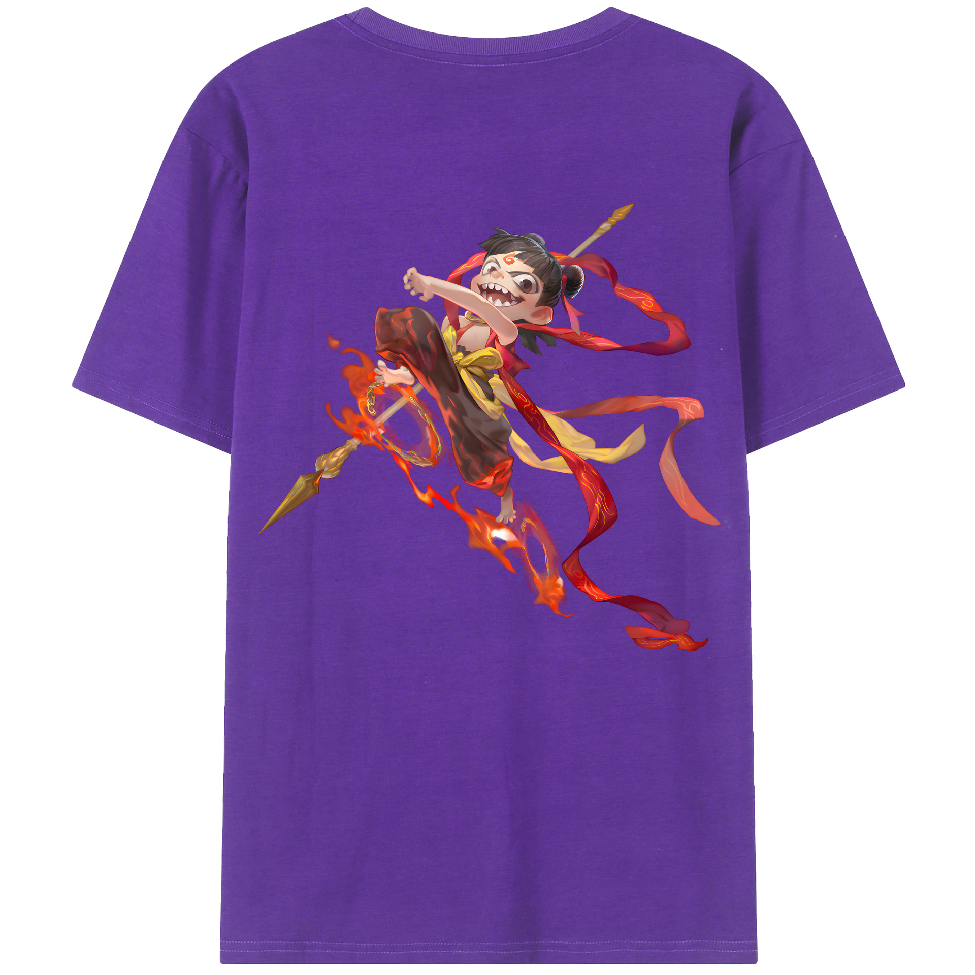 （画像用） Ne Zha 2 ナタ 魔童の大暴れ 綿100％半袖Tシャツ（背面プリント）