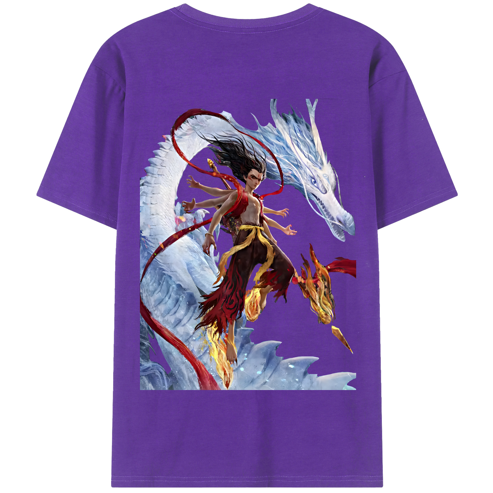 （画像用） Ne Zha 2 ナタ 魔童の大暴れ 綿100％半袖Tシャツ（背面プリント）