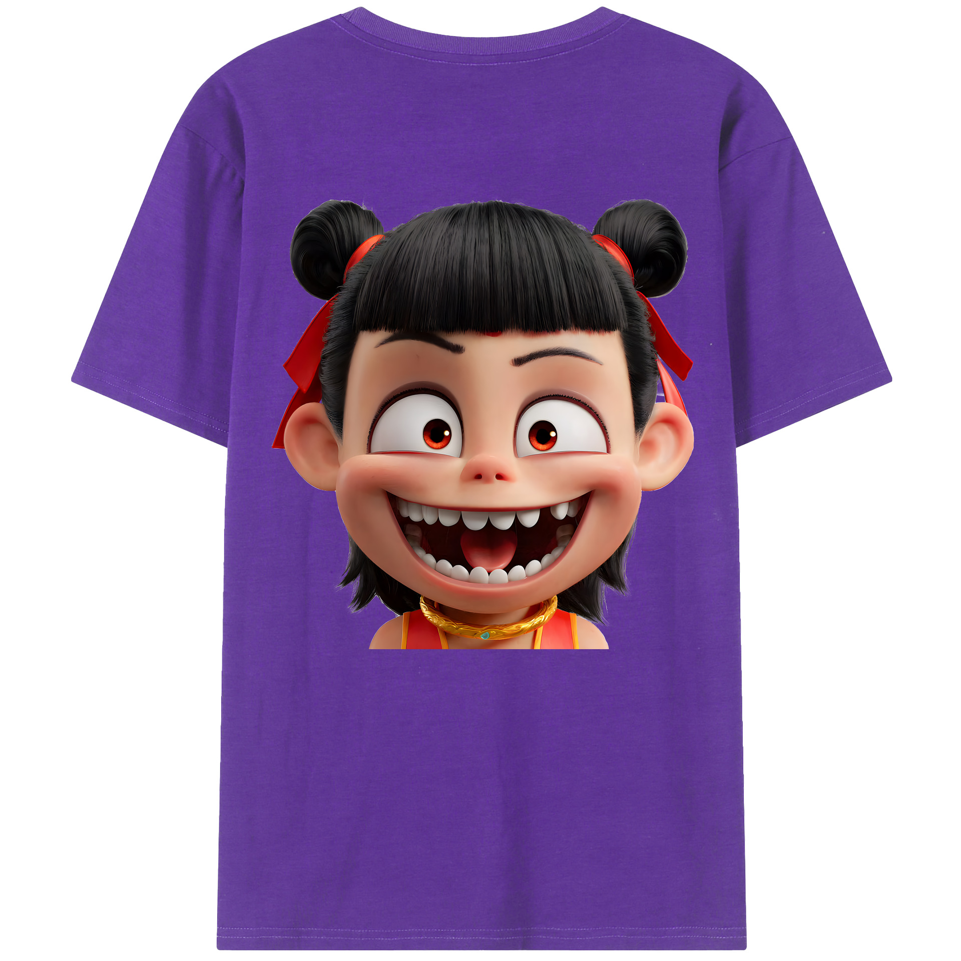 （画像用） Ne Zha 2 ナタ 魔童の大暴れ 綿100％半袖Tシャツ（背面プリント）