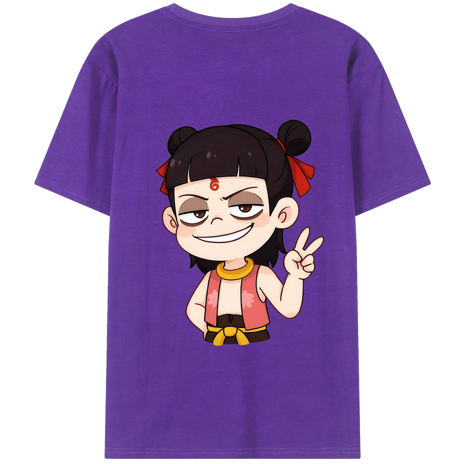 （画像用） Ne Zha 2 ナタ 魔童の大暴れ 綿100％半袖Tシャツ（背面プリント）