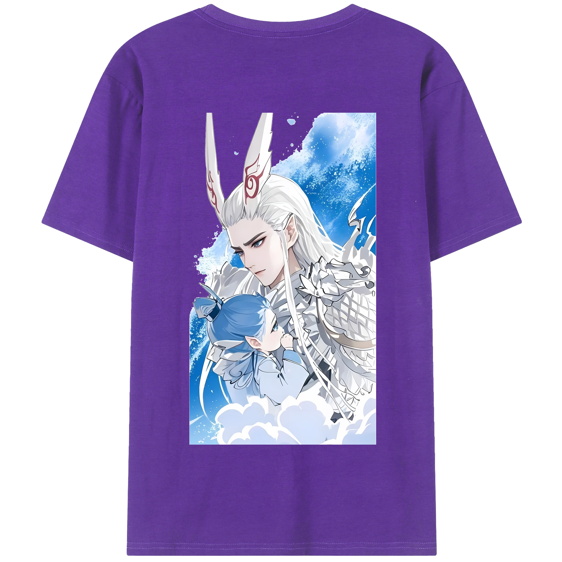 （画像用） Ne Zha 2 ナタ 魔童の大暴れ 綿100％半袖Tシャツ（背面プリント）