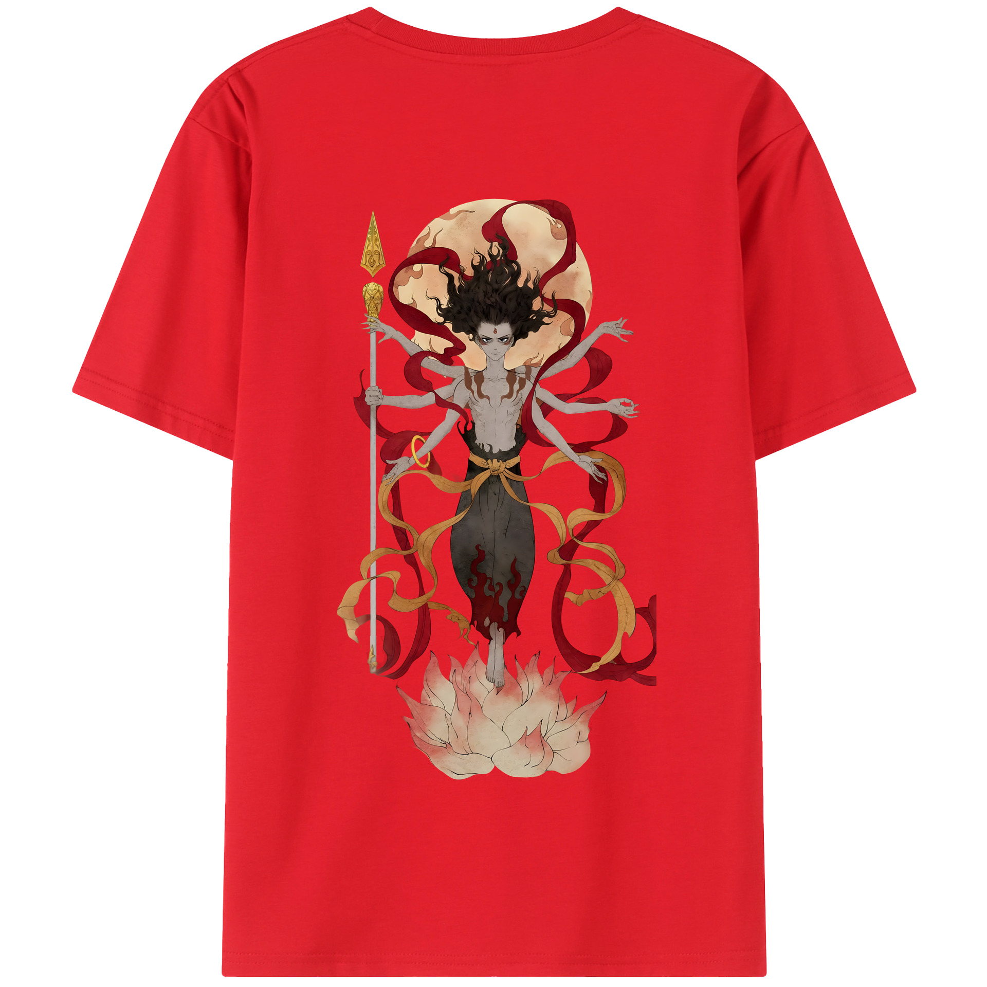 （画像用） Ne Zha 2 ナタ 魔童の大暴れ 綿100％半袖Tシャツ（背面プリント）
