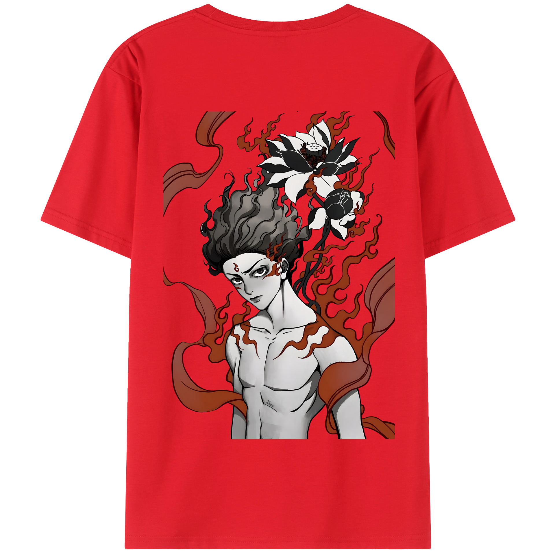 （画像用） Ne Zha 2 ナタ 魔童の大暴れ 綿100％半袖Tシャツ（背面プリント）