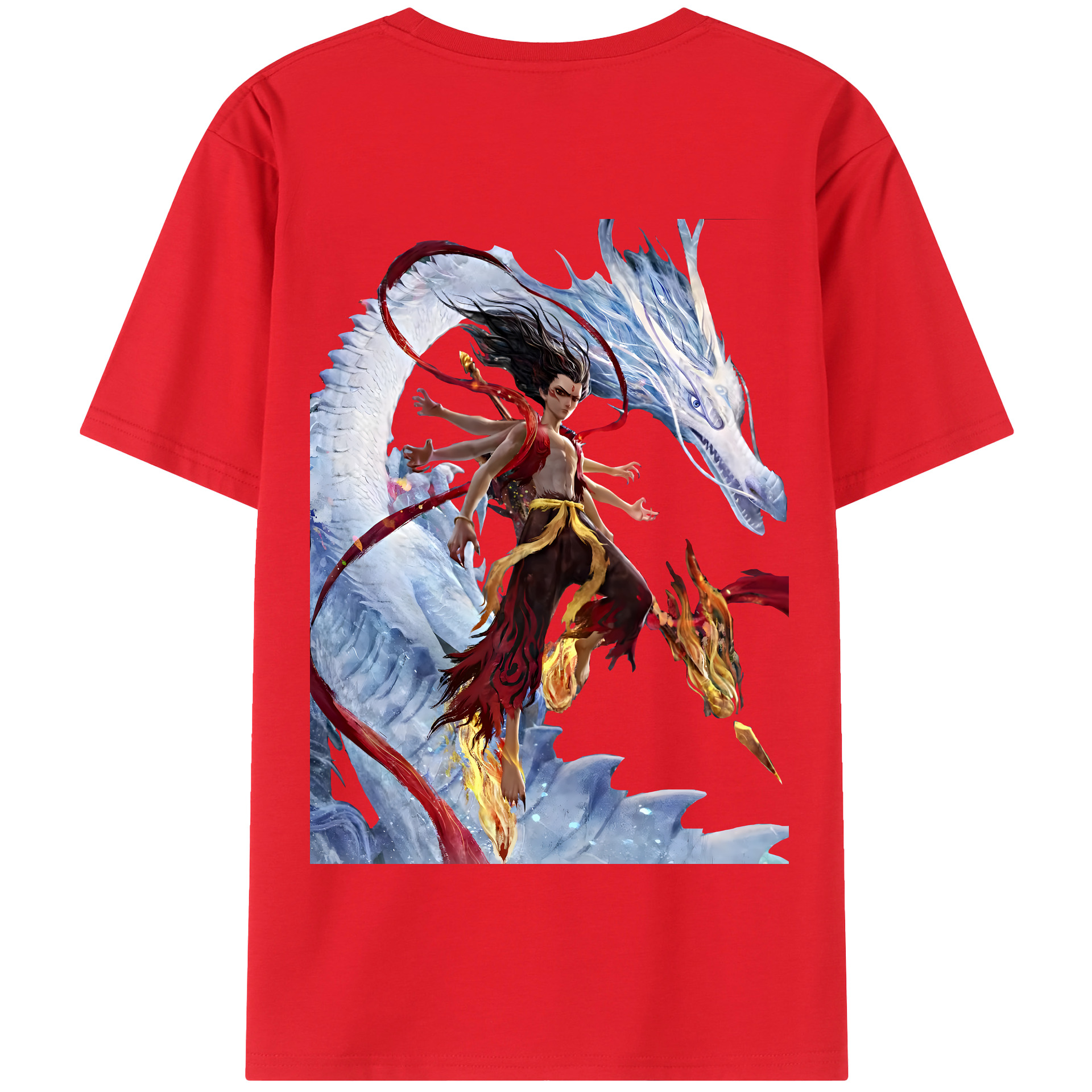 （画像用） Ne Zha 2 ナタ 魔童の大暴れ 綿100％半袖Tシャツ（背面プリント）