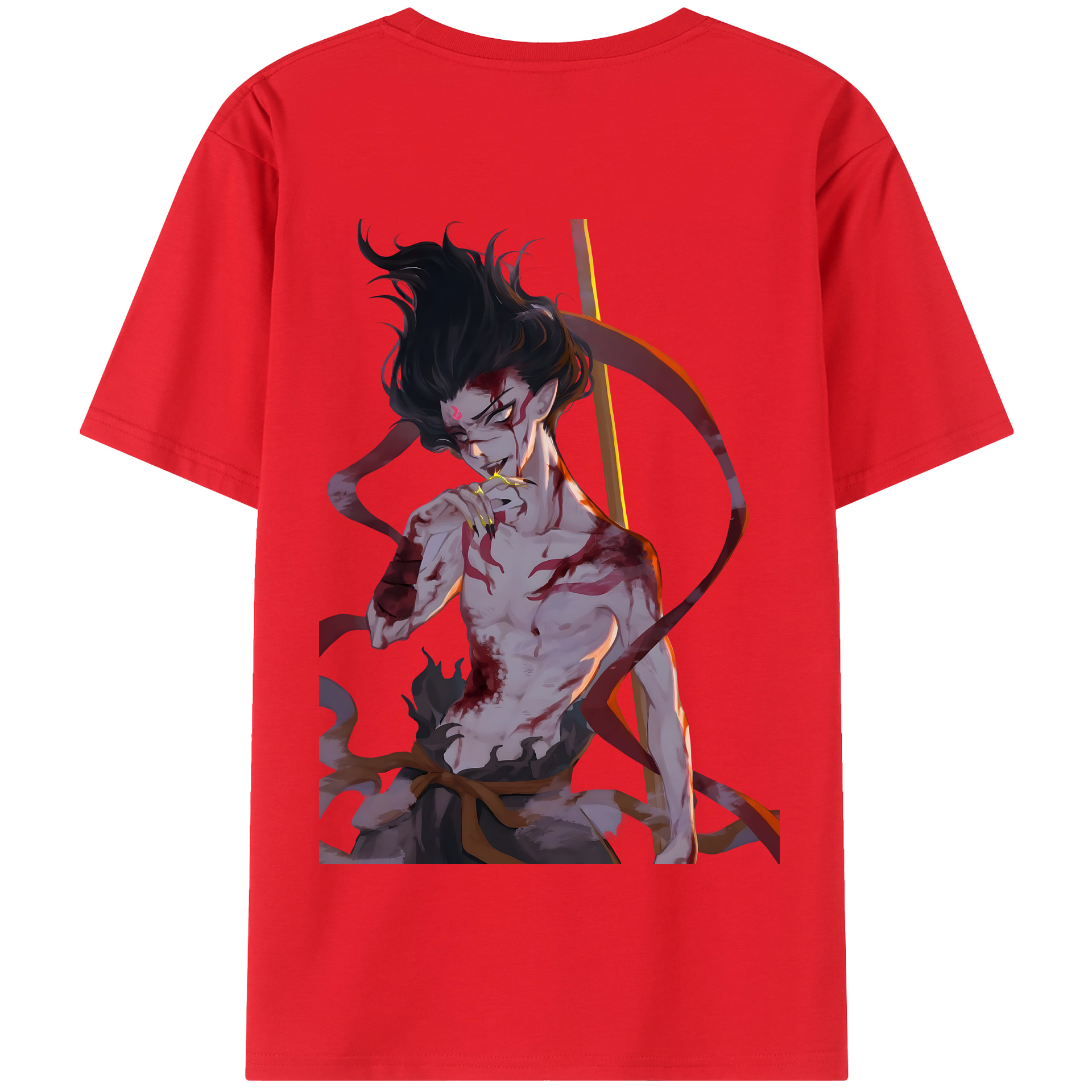 （画像用） Ne Zha 2 ナタ 魔童の大暴れ 綿100％半袖Tシャツ（背面プリント）