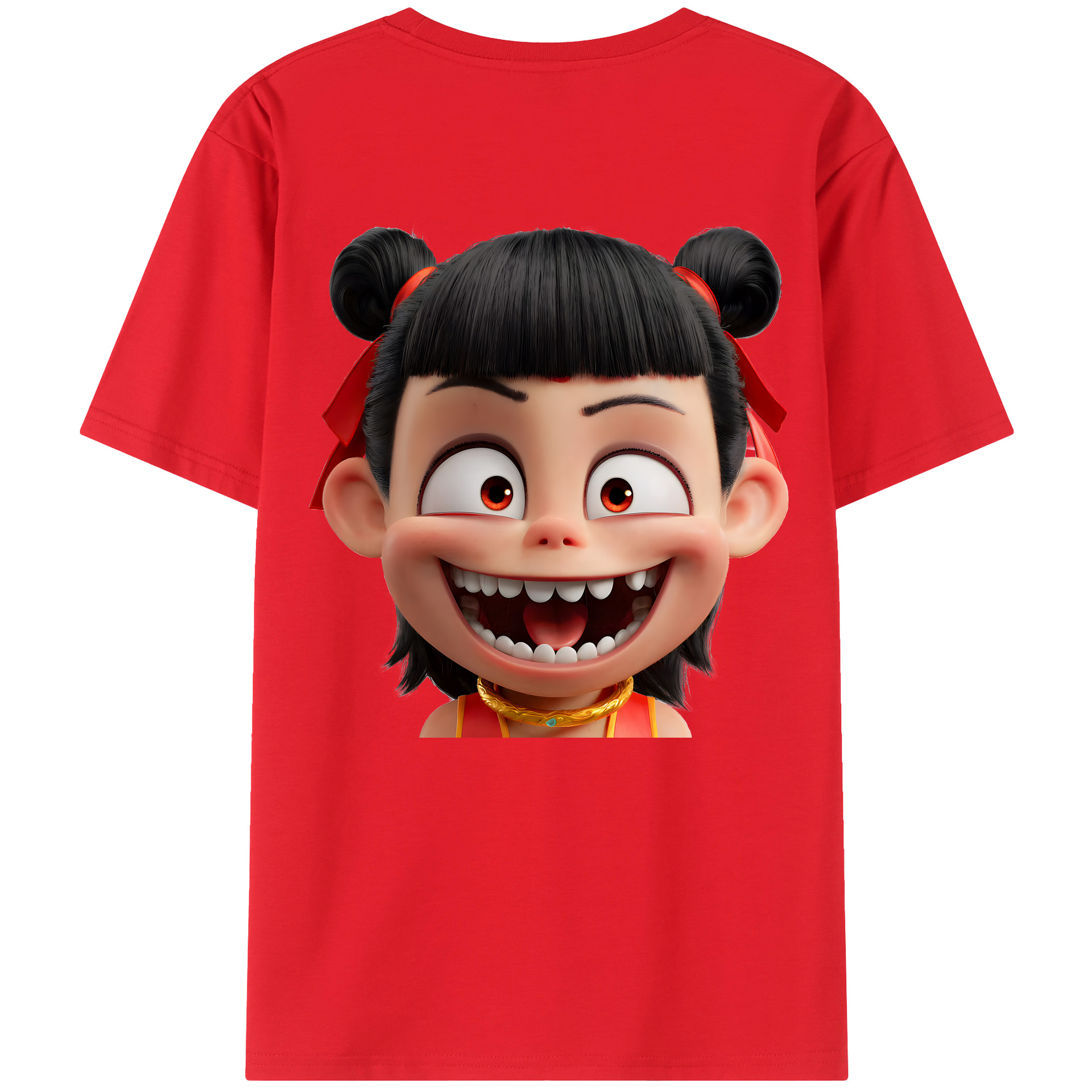 （画像用） Ne Zha 2 ナタ 魔童の大暴れ 綿100％半袖Tシャツ（背面プリント）