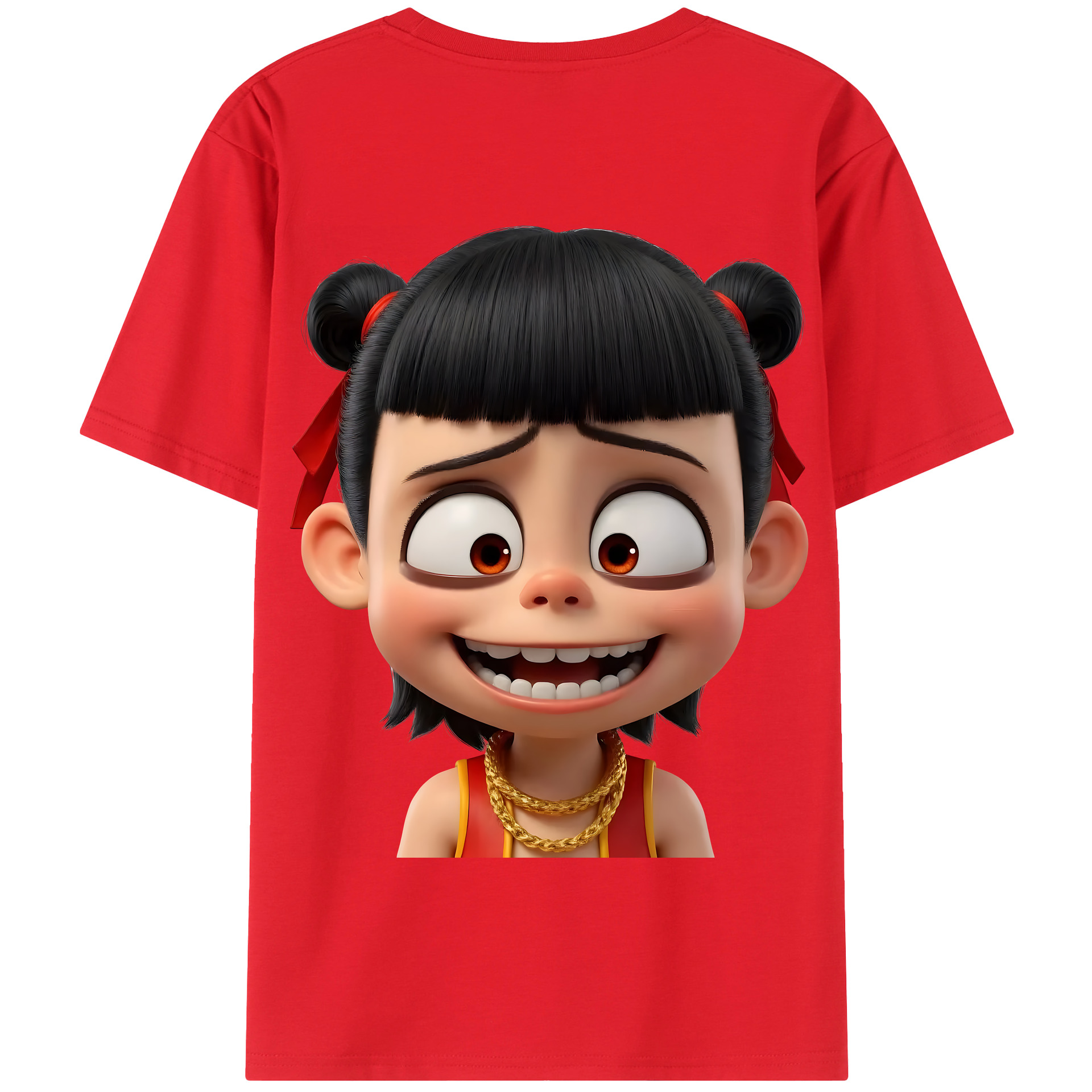 （画像用） Ne Zha 2 ナタ 魔童の大暴れ 綿100％半袖Tシャツ（背面プリント）