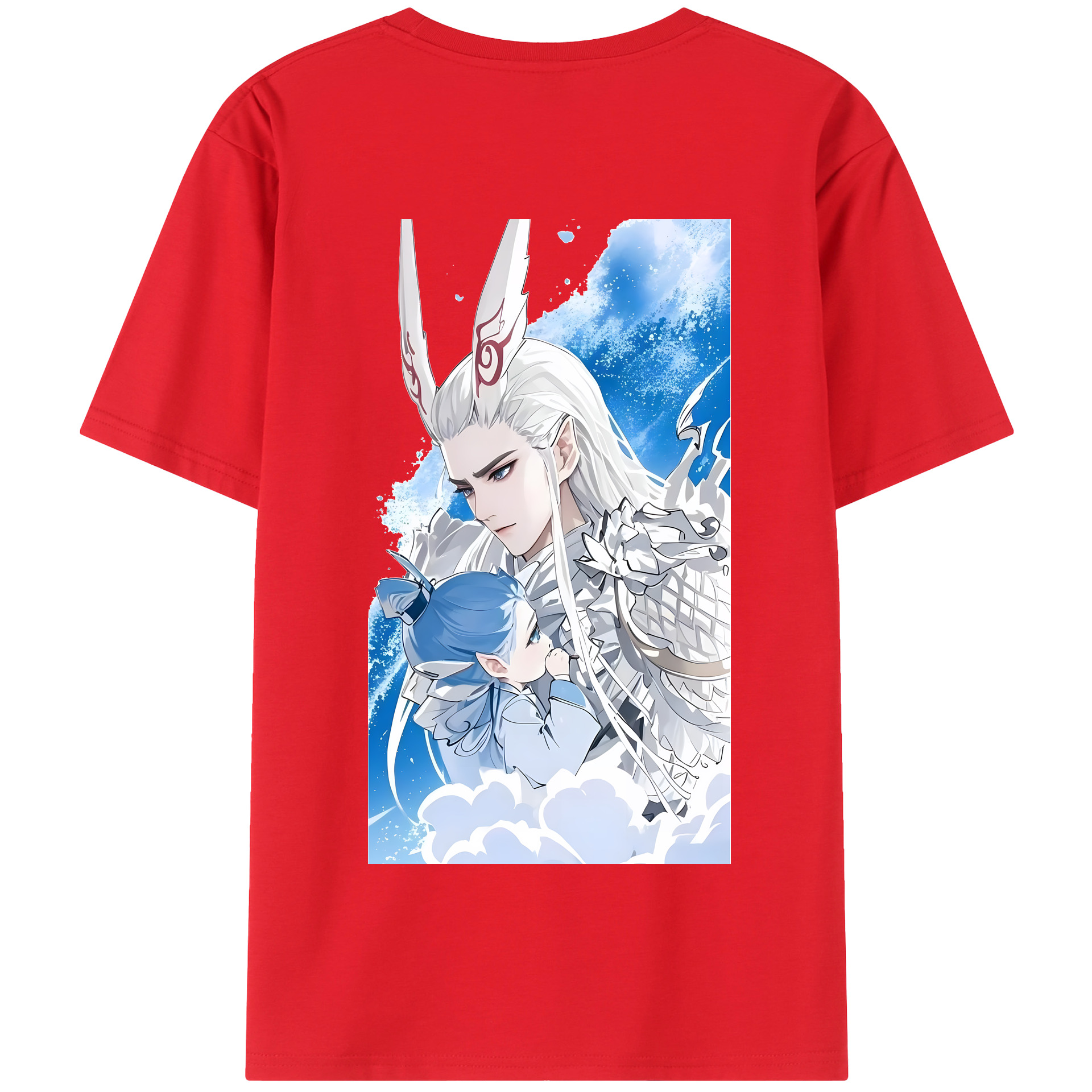 （画像用） Ne Zha 2 ナタ 魔童の大暴れ 綿100％半袖Tシャツ（背面プリント）
