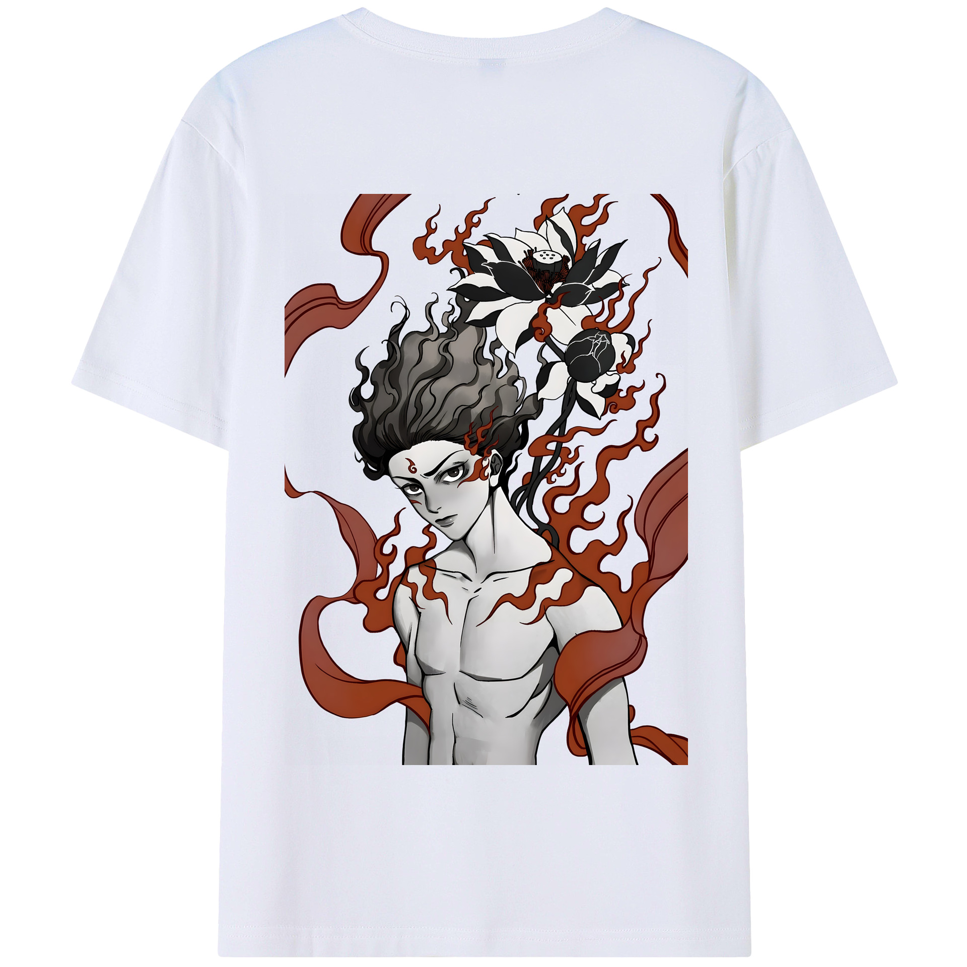 （画像用） Ne Zha 2 ナタ 魔童の大暴れ 綿100％半袖Tシャツ（背面プリント）