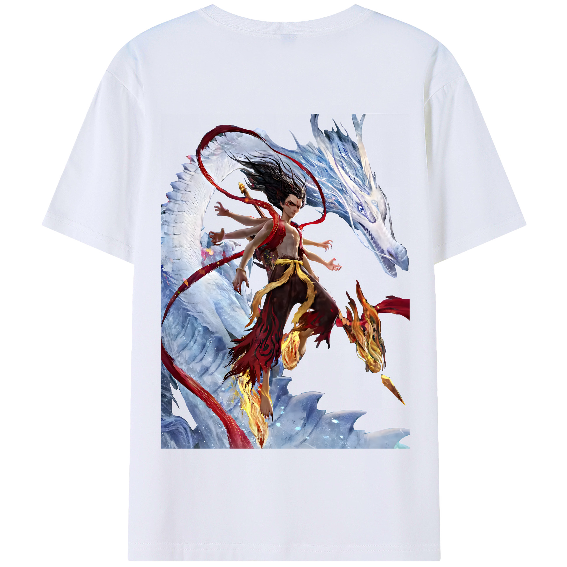 （画像用） Ne Zha 2 ナタ 魔童の大暴れ 綿100％半袖Tシャツ（背面プリント）